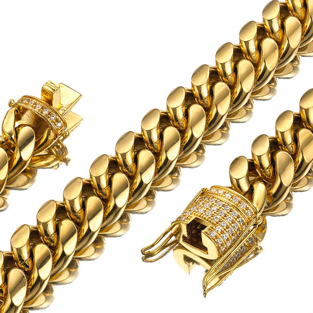 Jxlepe Mens Cuban Link Chain 15mm Premium Stainless Steel Miami Curb Necklace – Metal