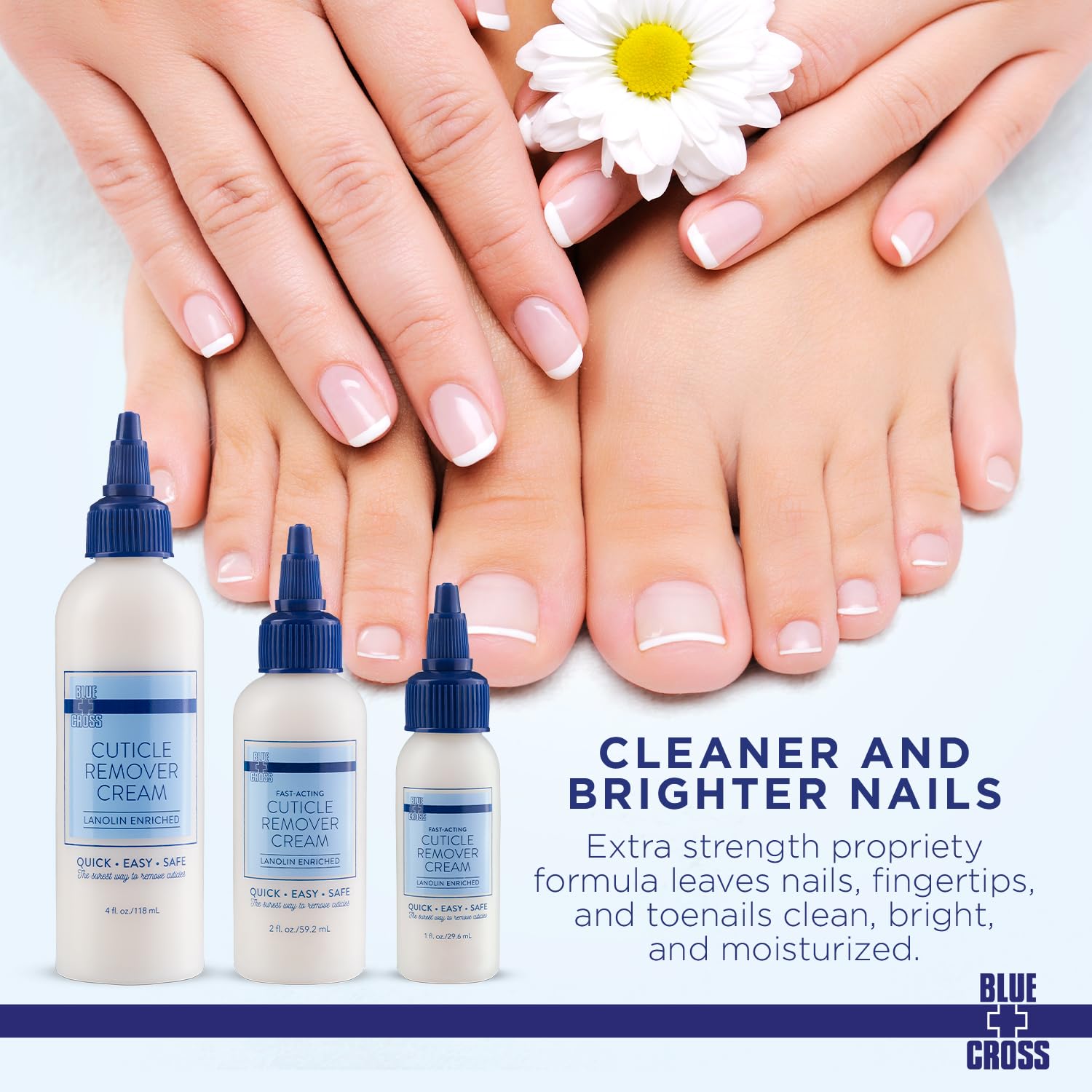 Blue Cross Cuticle Remover Cream for Dry Damaged Cuticles, Made in USA, 2oz