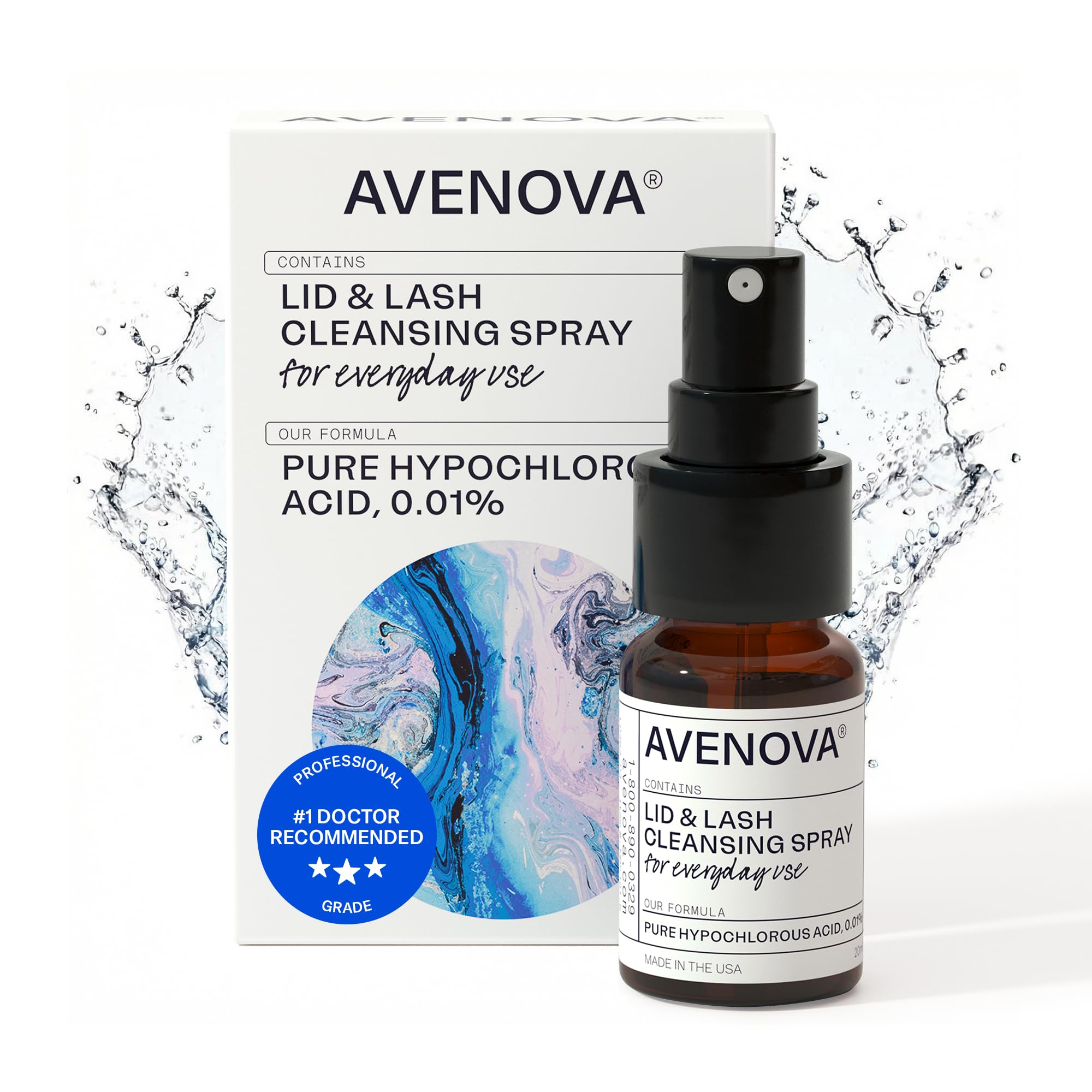 Avenova Eyelid Spray Cleanser for Lid & Lash, 20 ml Bottle - Product Imagery