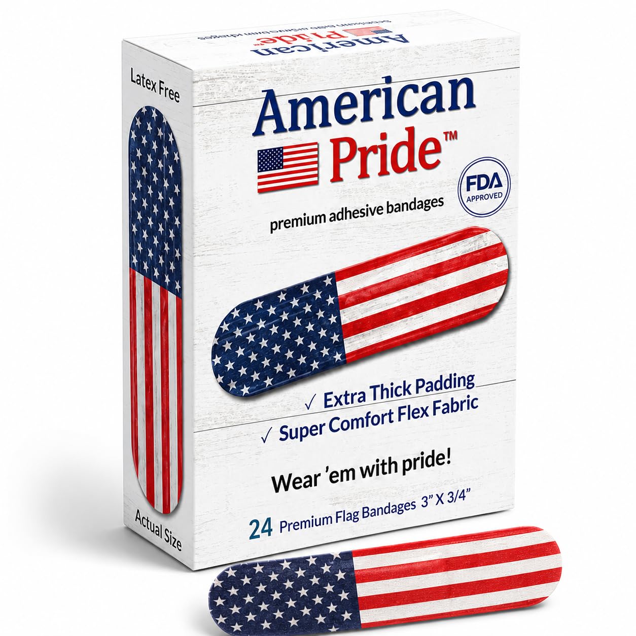 American Pride Premium Adhesive Bandages – Strong Comfortable - Product Imagery