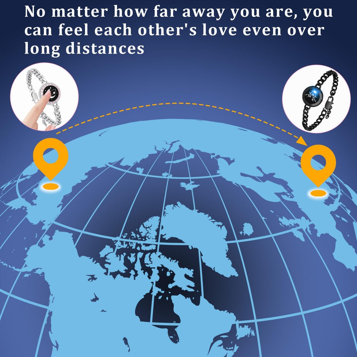 EAOYAO Long Distance Touch Bracelets,Vibration & Light up Remote Smart Matching Couples Bracelet for Couple Long Distanc