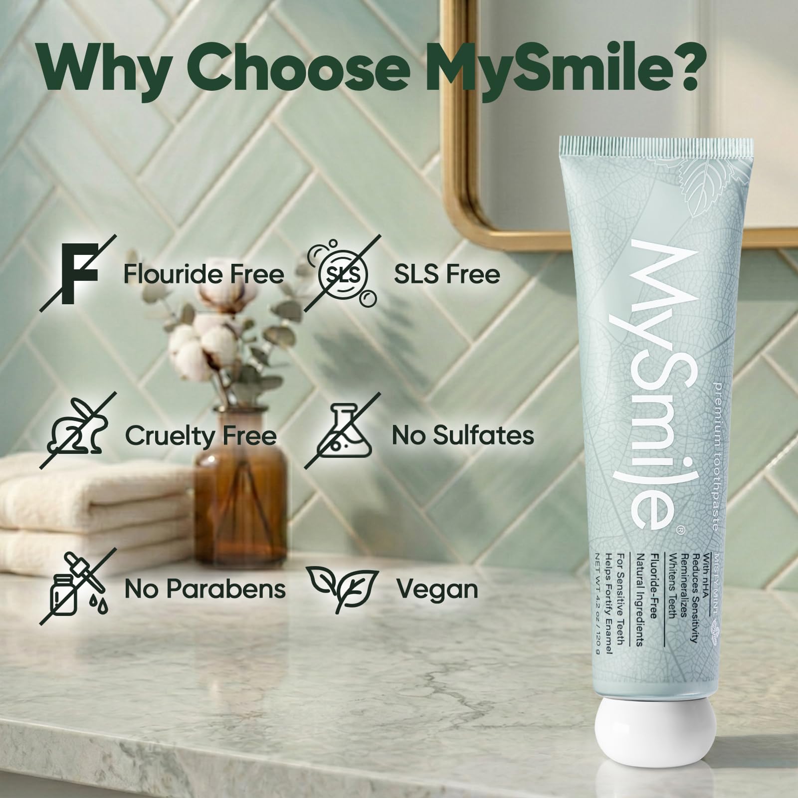 MySmile Nano Hydroxyapatite Toothpaste – Misty Mint 4.2oz