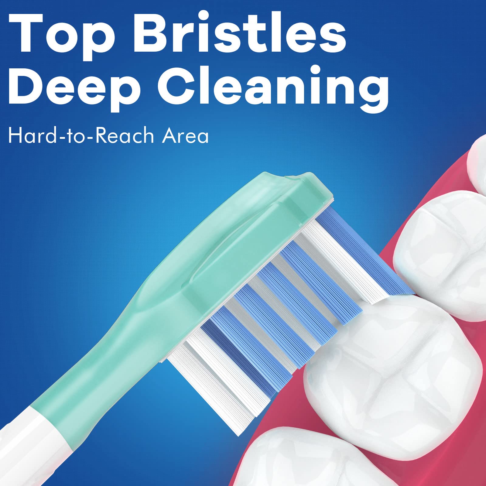 BrightDeal Sonicare replacement toothbrush heads in white, 6-pack, showing close-up of the bristle design for effective cleaning.