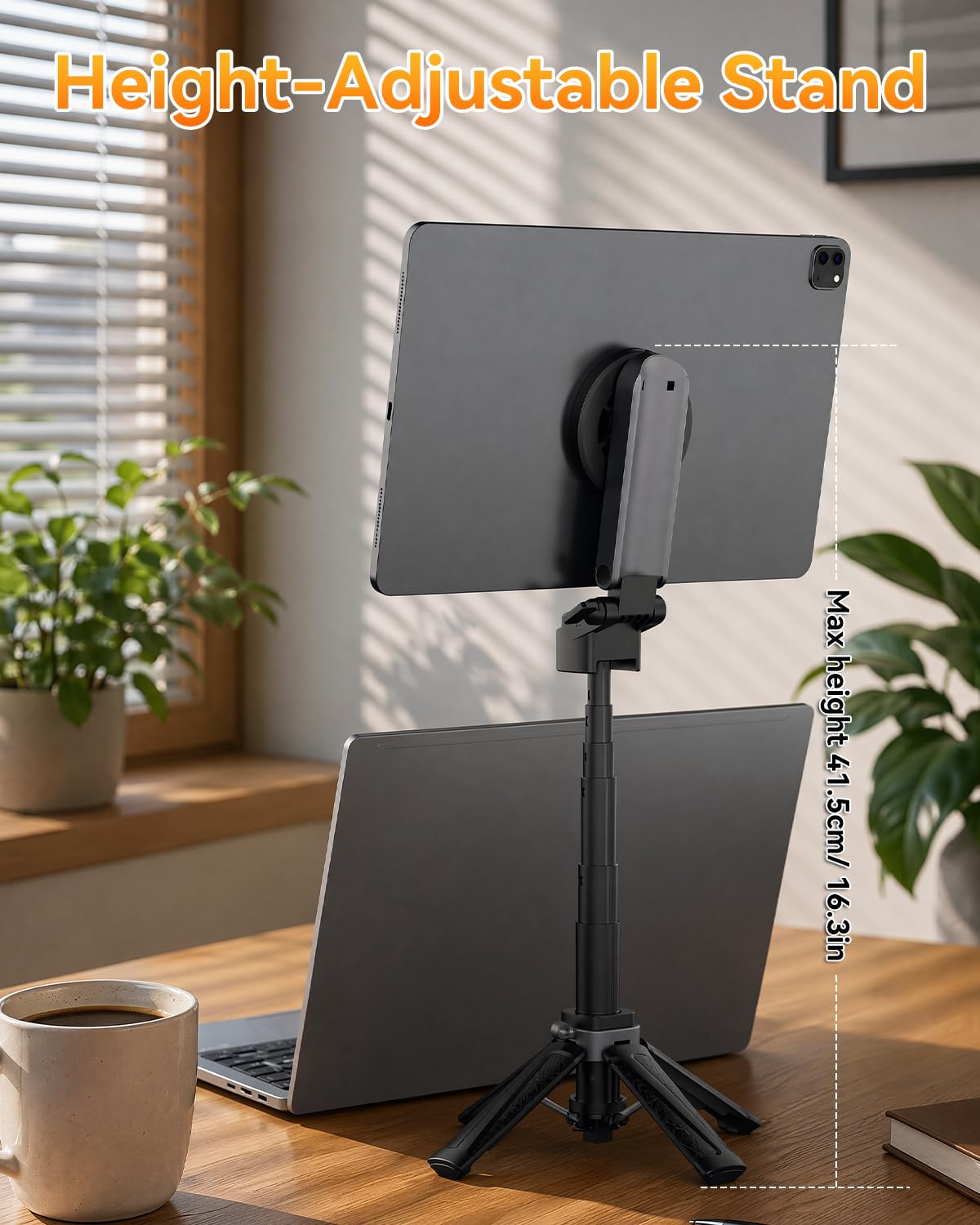 ALAFLY Portable Travel Monitor Stand, Magnetic Height Adjustable Tripod Mount, Mini Pocket Size Foldable Screen Holder f