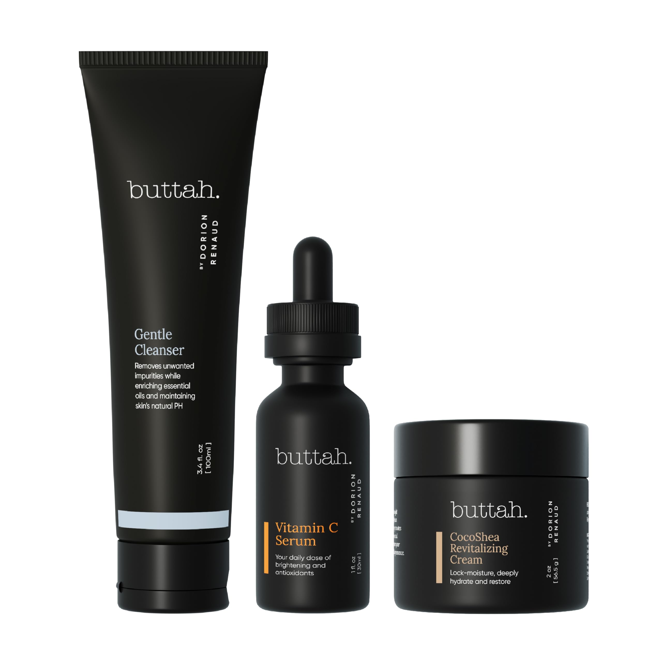 Buttah Skin 3pc Transforming Skincare Kit for Melanin | Rich - Product Imagery