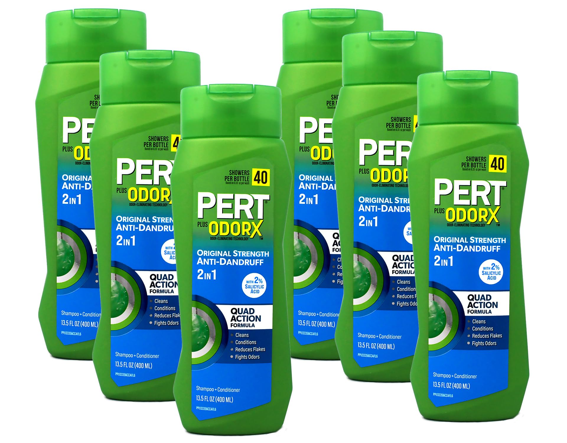PERT 2 IN 1 Shampoo and Conditioner, Anti-Dandruff, 13.5 Fl. Oz (Pack of 6)