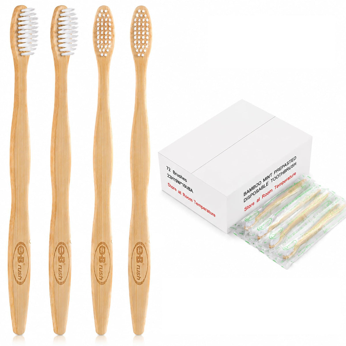 B Rush 72Pack Bamboo Prepasted Toothbrush Individually - B Rush Official Imagery - 2