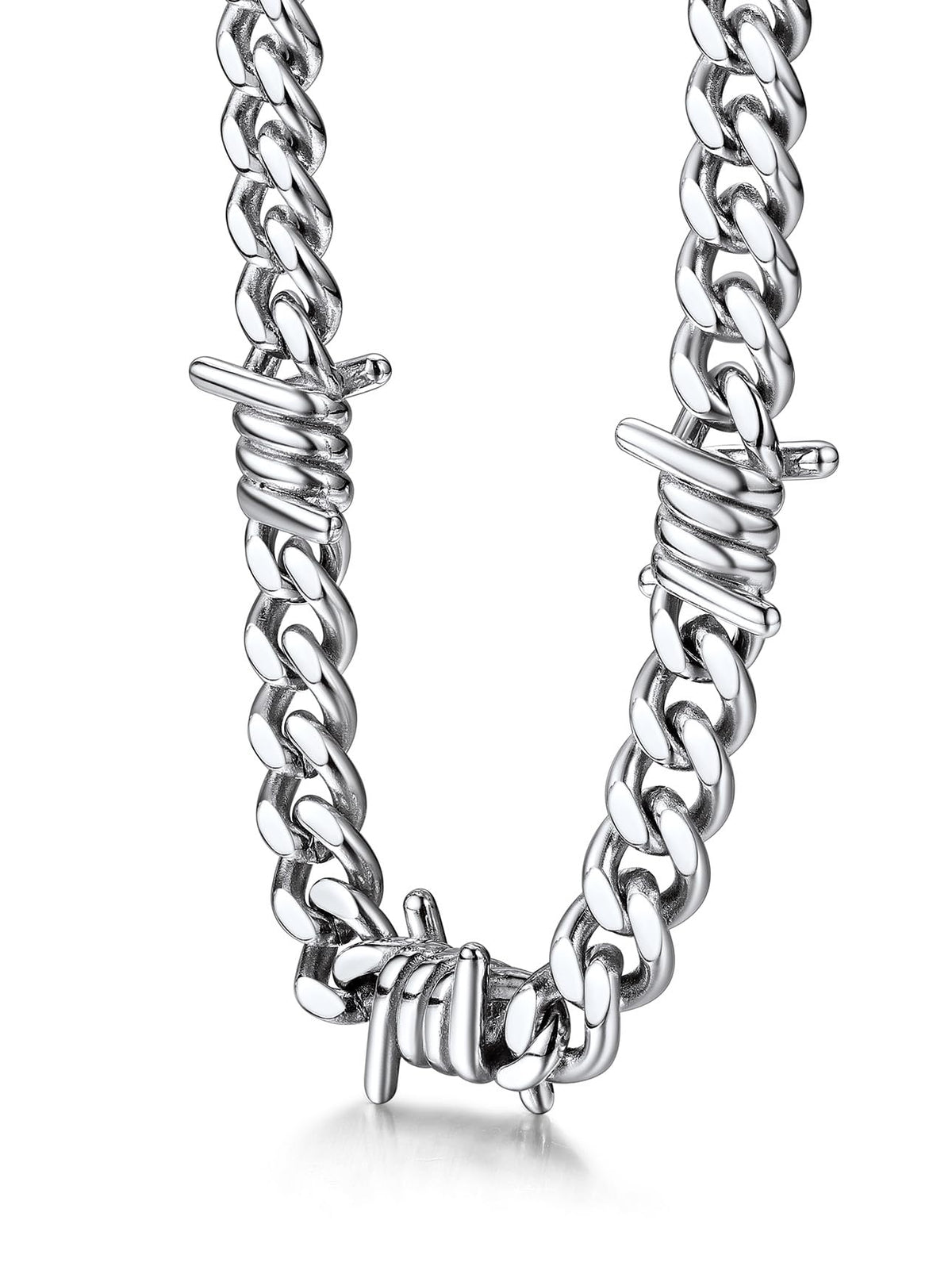 Bestyle Barbed Wire Necklace 5/7/9/12mm Mens Chain Necklaces Hip-hop Punk Gothic Stainless Steel Chain Heavy Thick Cuban