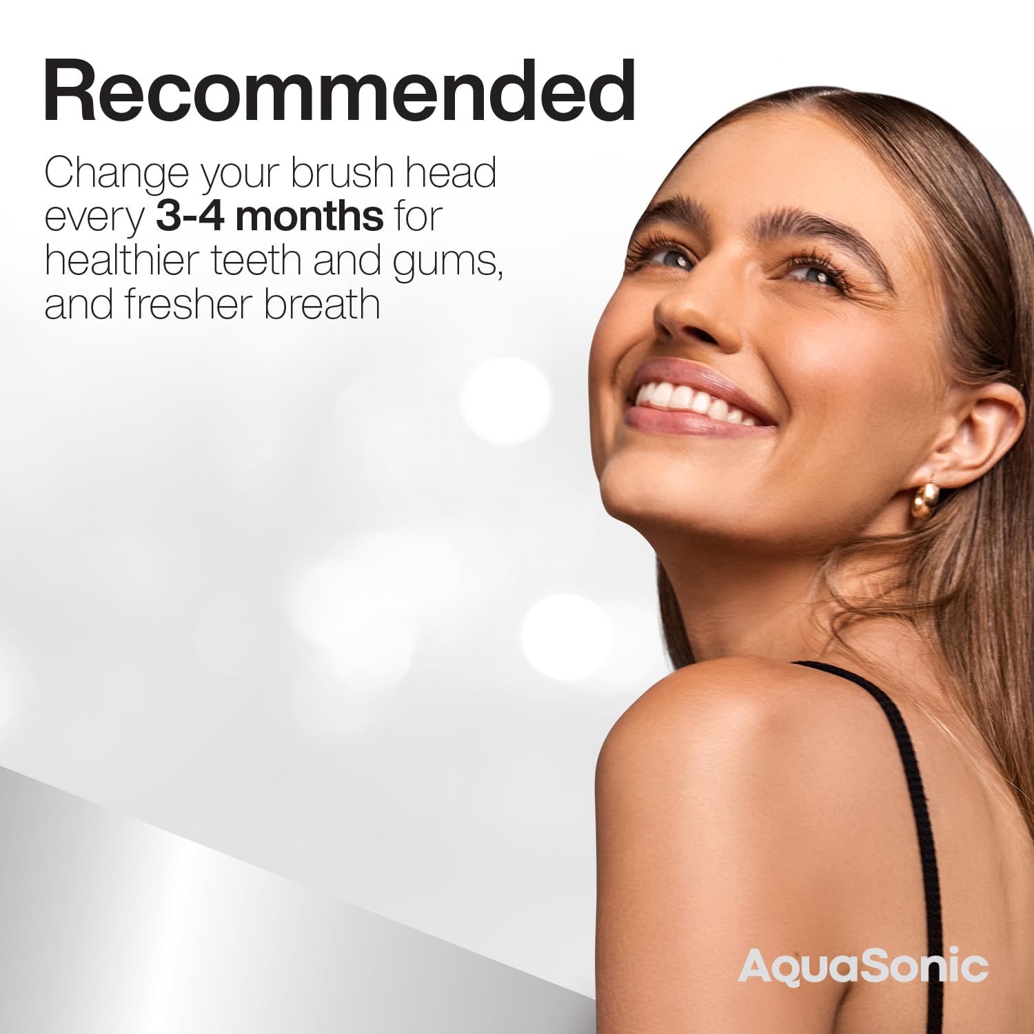 AquaSonic genuine replacement toothbrush heads for normal and sensitive teeth, black 2-pack compatible with AquaSonic toothbrush handles.