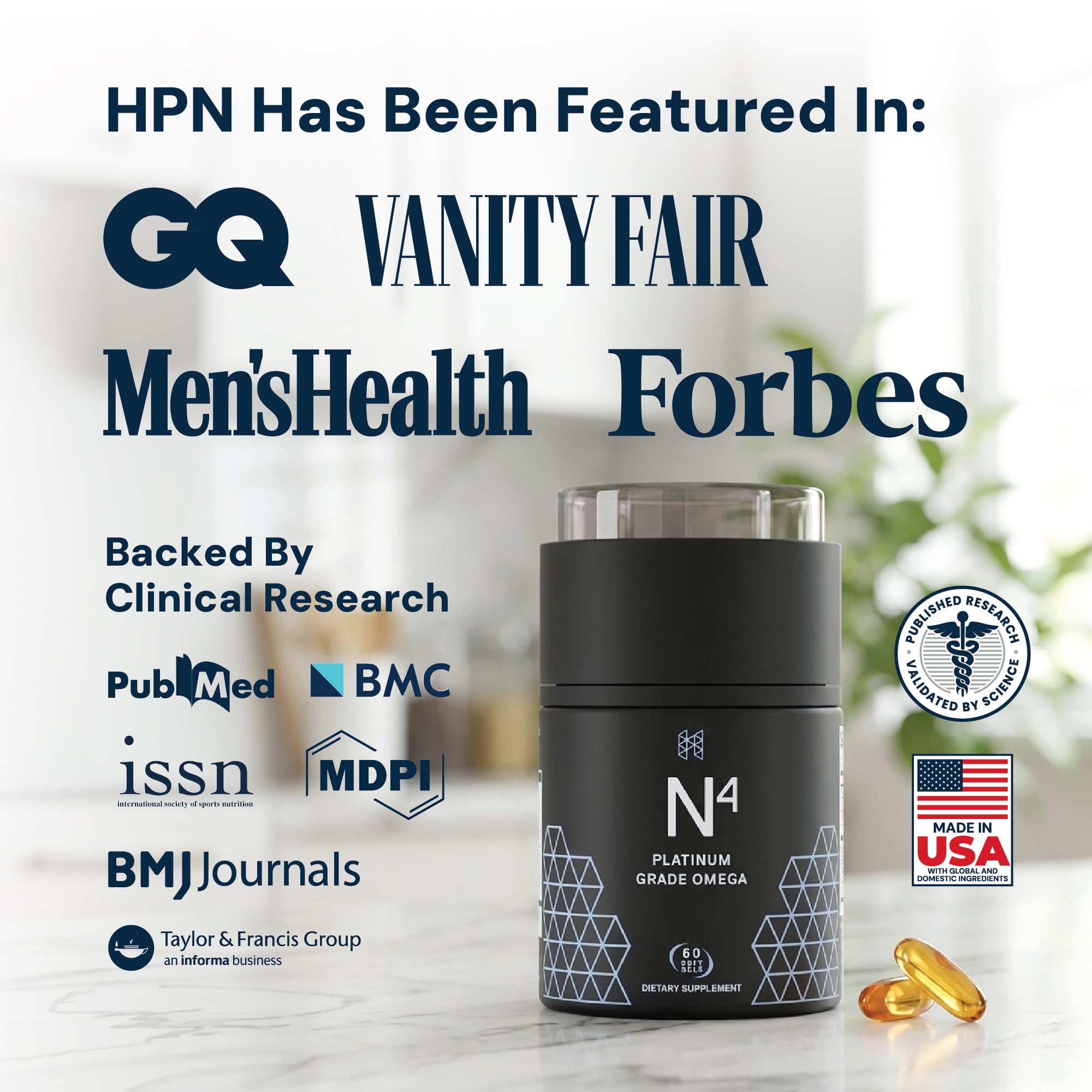 HPN N(4) Omega-3 3,000mg DHA/EPA – Joint & Brain, 60ct
