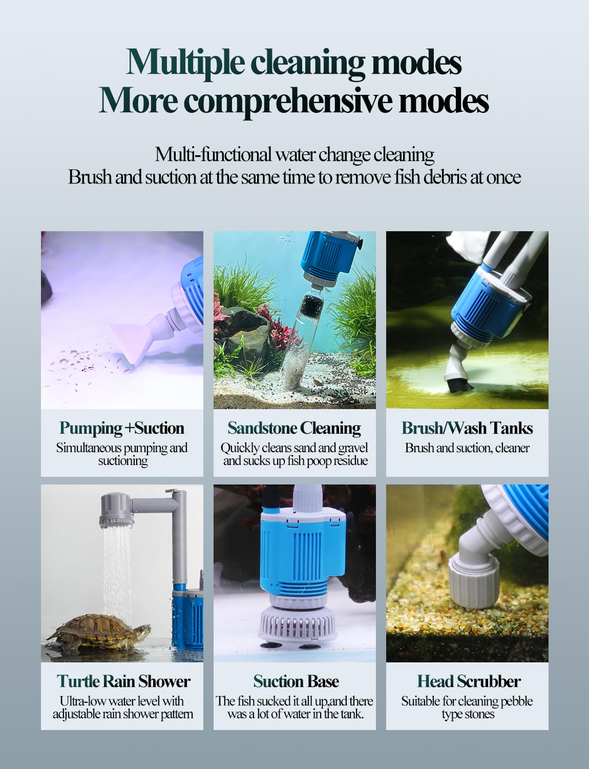 UPETTOOLS Aquarium Gravel Cleaner - Electric Automatic Removable Vacuum Water Changer Sand Algae Cleaner Filter Changer 