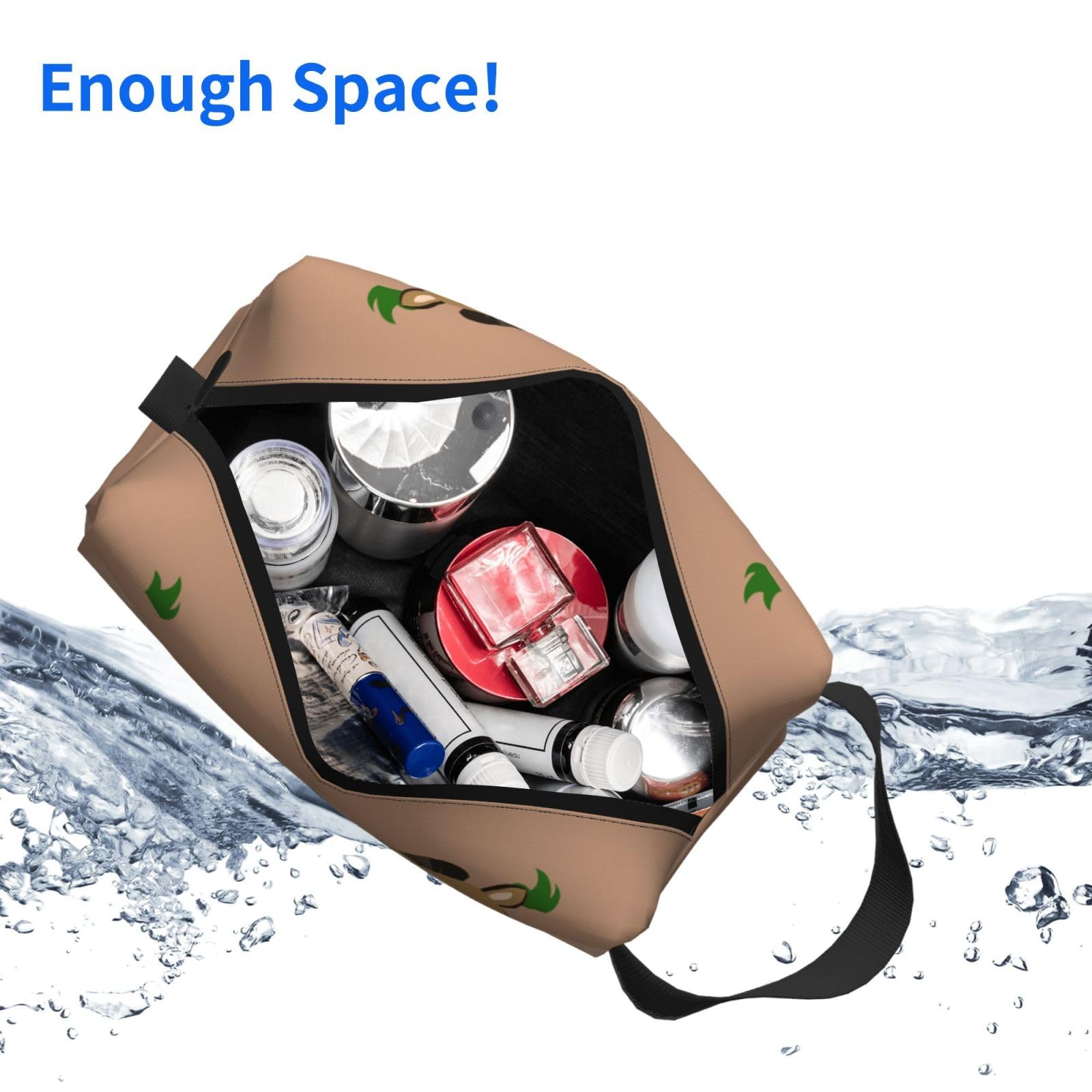 Large cartoon donkey travel toiletry bag by SXZVVBN, featuring multiple compartments for cosmetics and personal items.