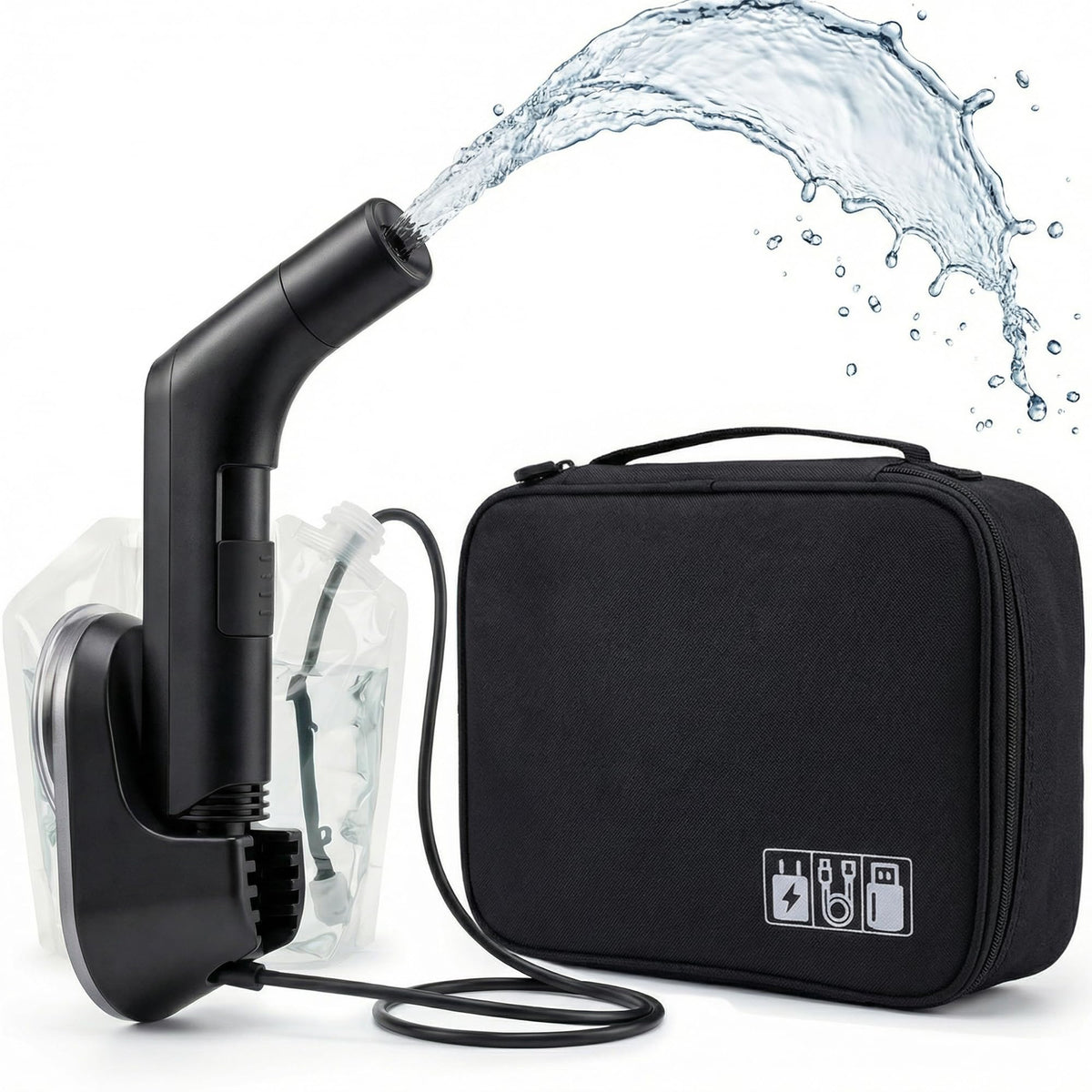 Hollin Portable Bidet Sprayer & 5L Water Bag – Rechargeable Travel Bidet, 2-Speed Flow Control, IPX6 Waterproof, 1.2m Ho