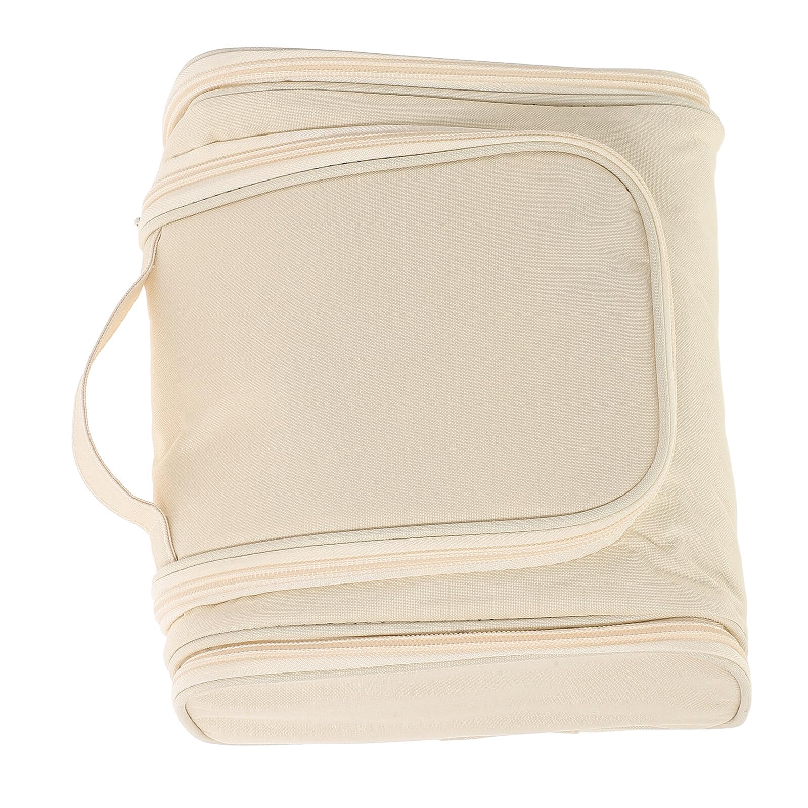TOVINANNA large beige waterproof hanging toiletry bag with handle, travel makeup organizer, bathroom storage case for cosmetics.