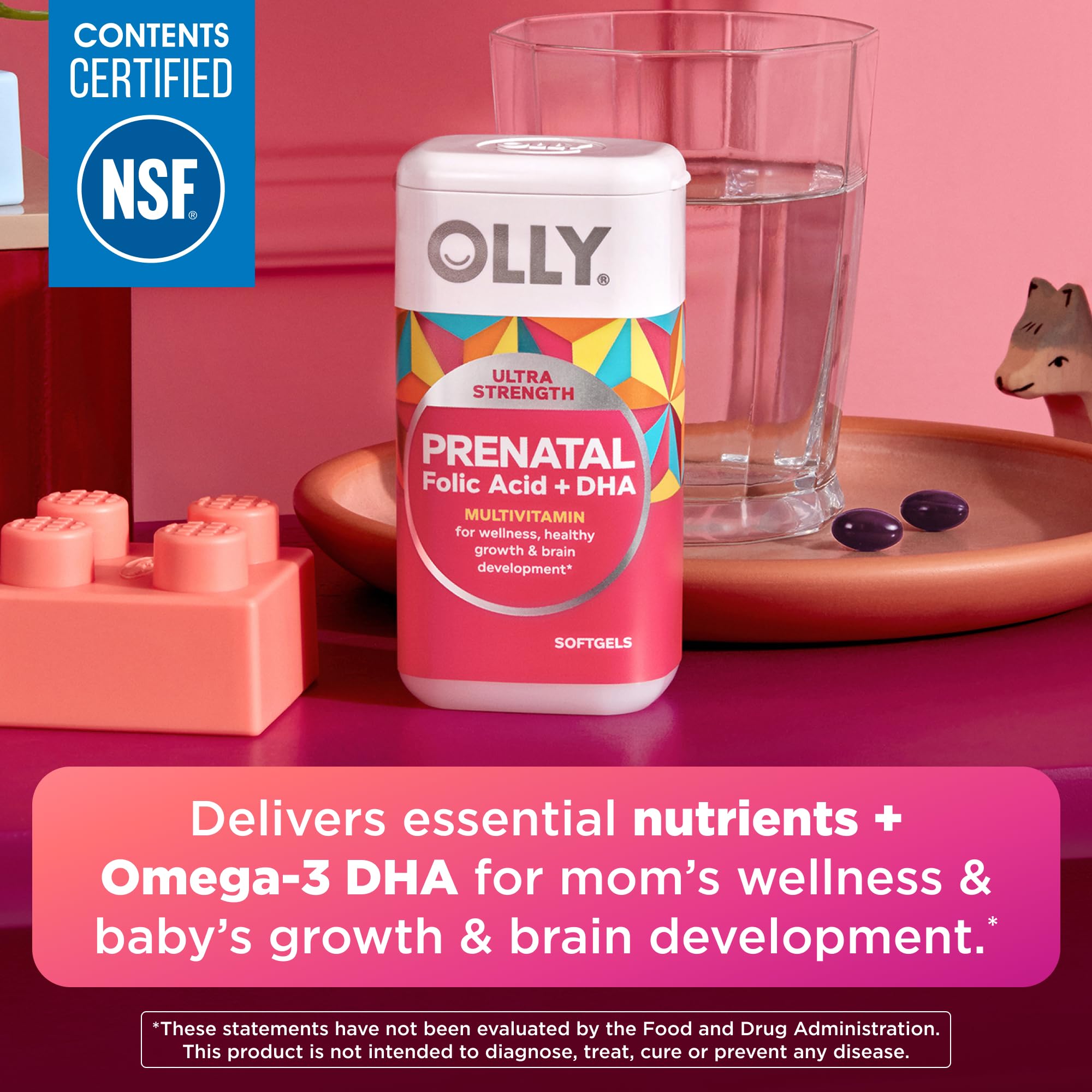 OLLY Ultra Strength Prenatal Multivitamin Softgels, Omega-3s - 60 Count
