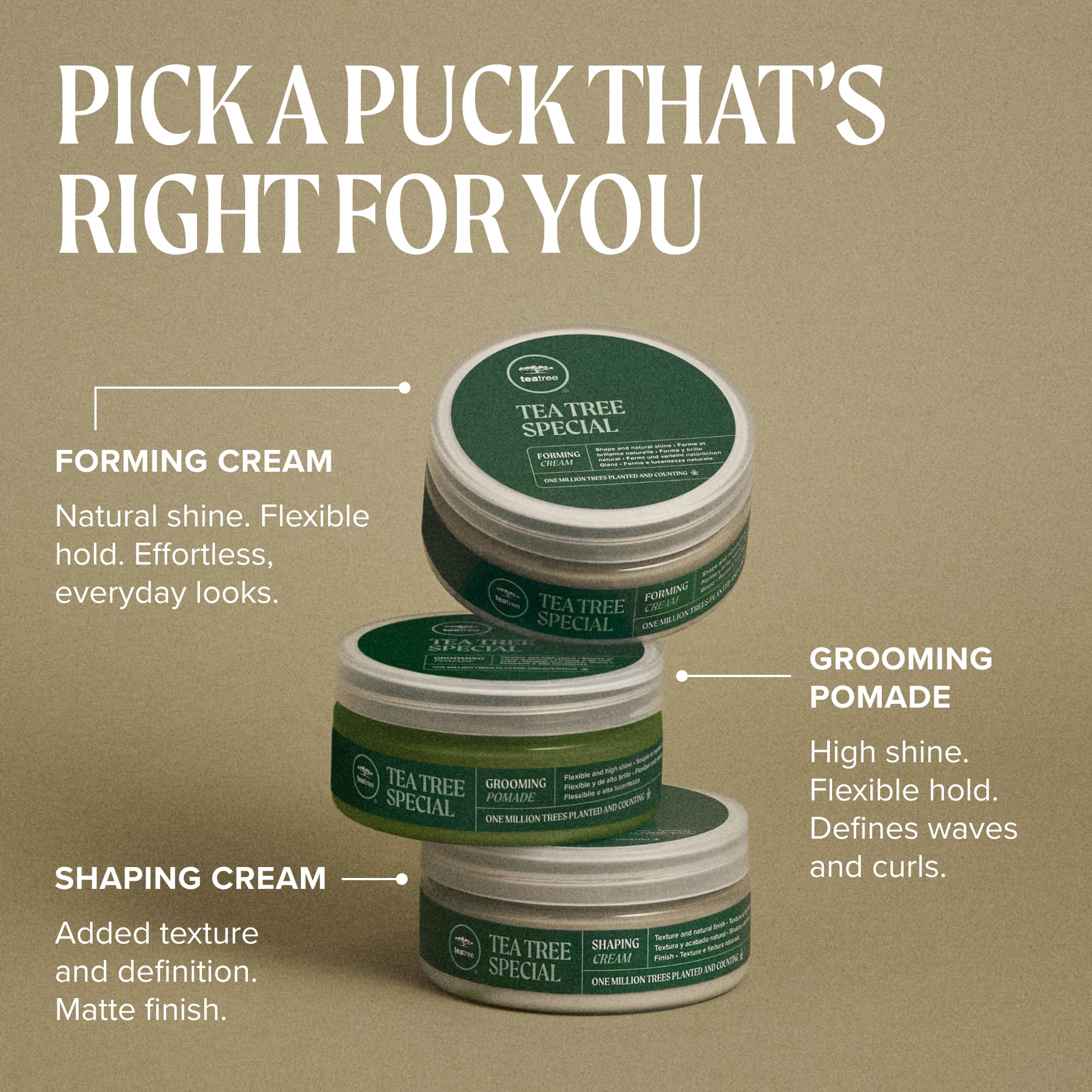 Tea Tree Tea Tree Forming Cream 3 oz hair styling agent with flexible hold, shown in a clear jar with a white lid.