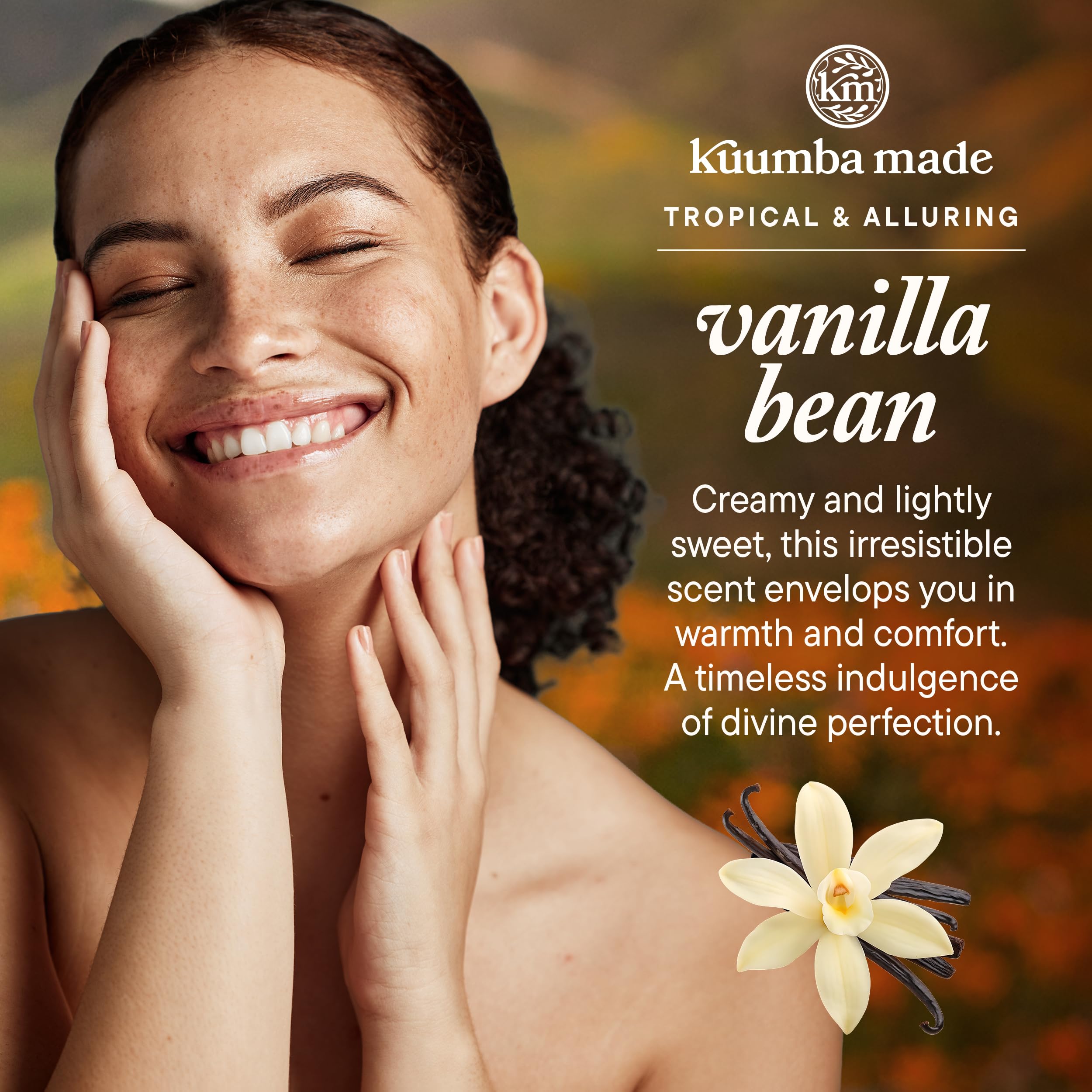 Kuumba Made Vanilla Bean roll-on fragrance oil in a 0.15oz bottle, showcasing the smooth applicator and vanilla scent.