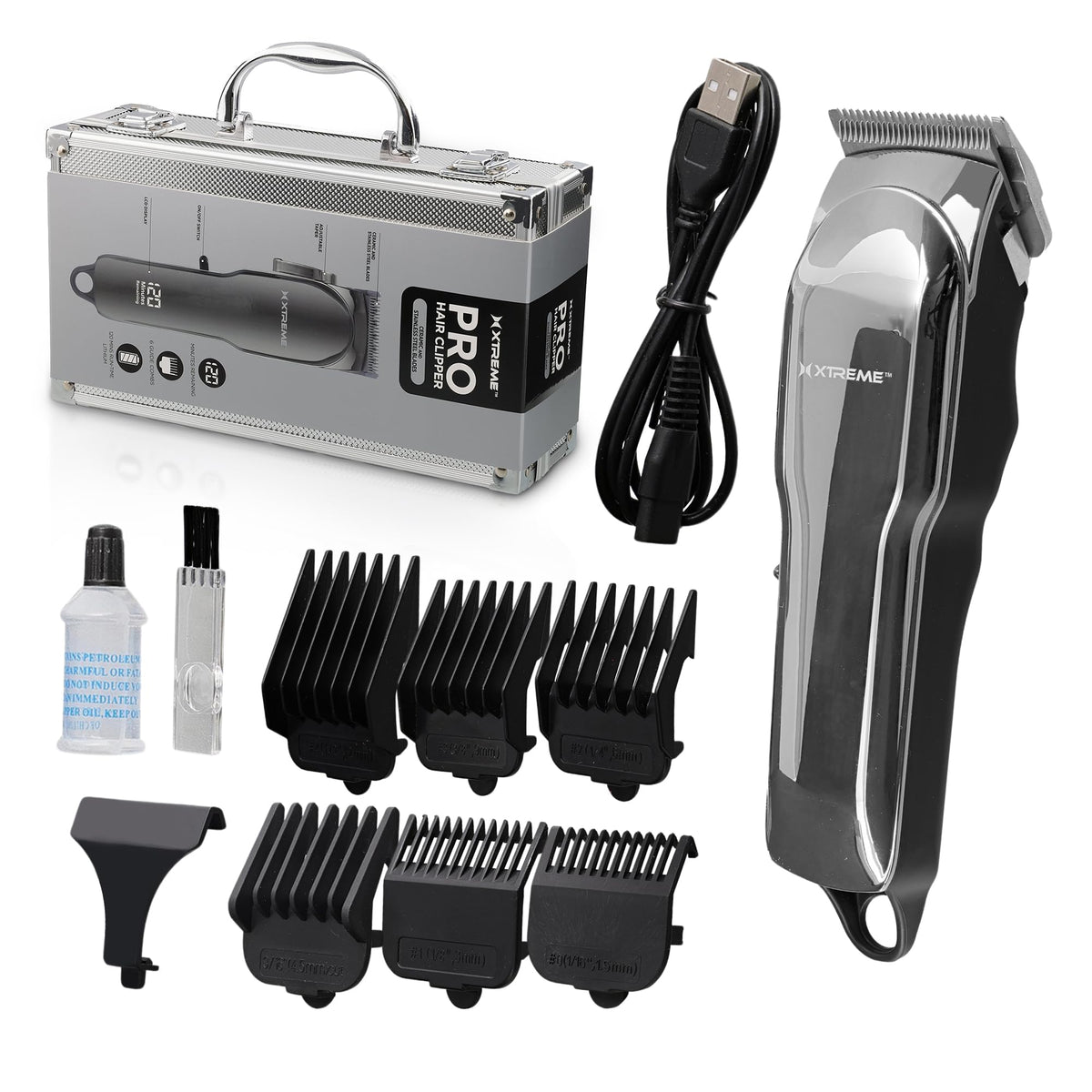 XTREME Pro Cordless Hair Clipper for Men, Professional Clippers with Ceramic and Stainless-Steel Blades, Adjustable Tape