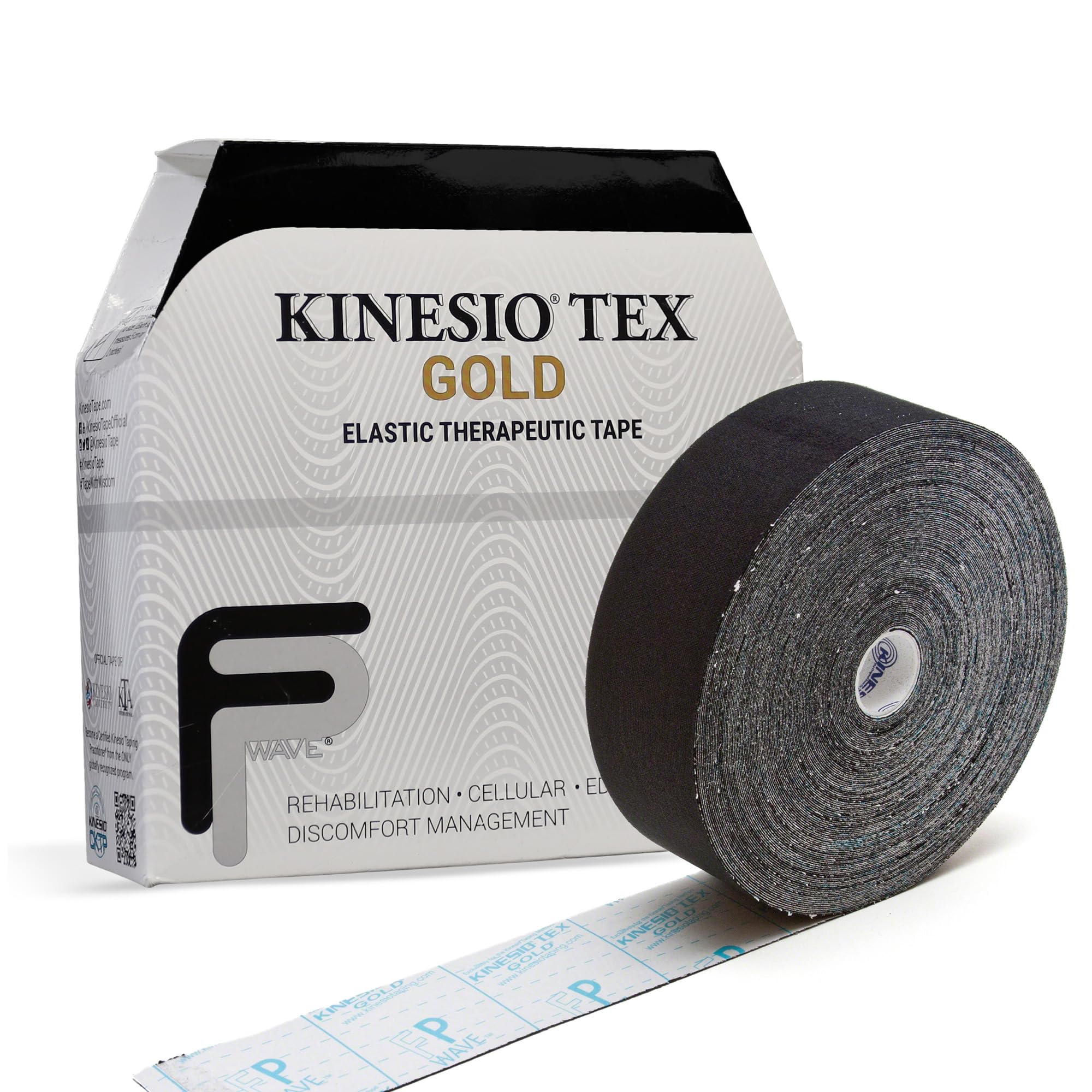 2" Kinesio® Tex Gold W/R Black FP Bulk - Product Imagery