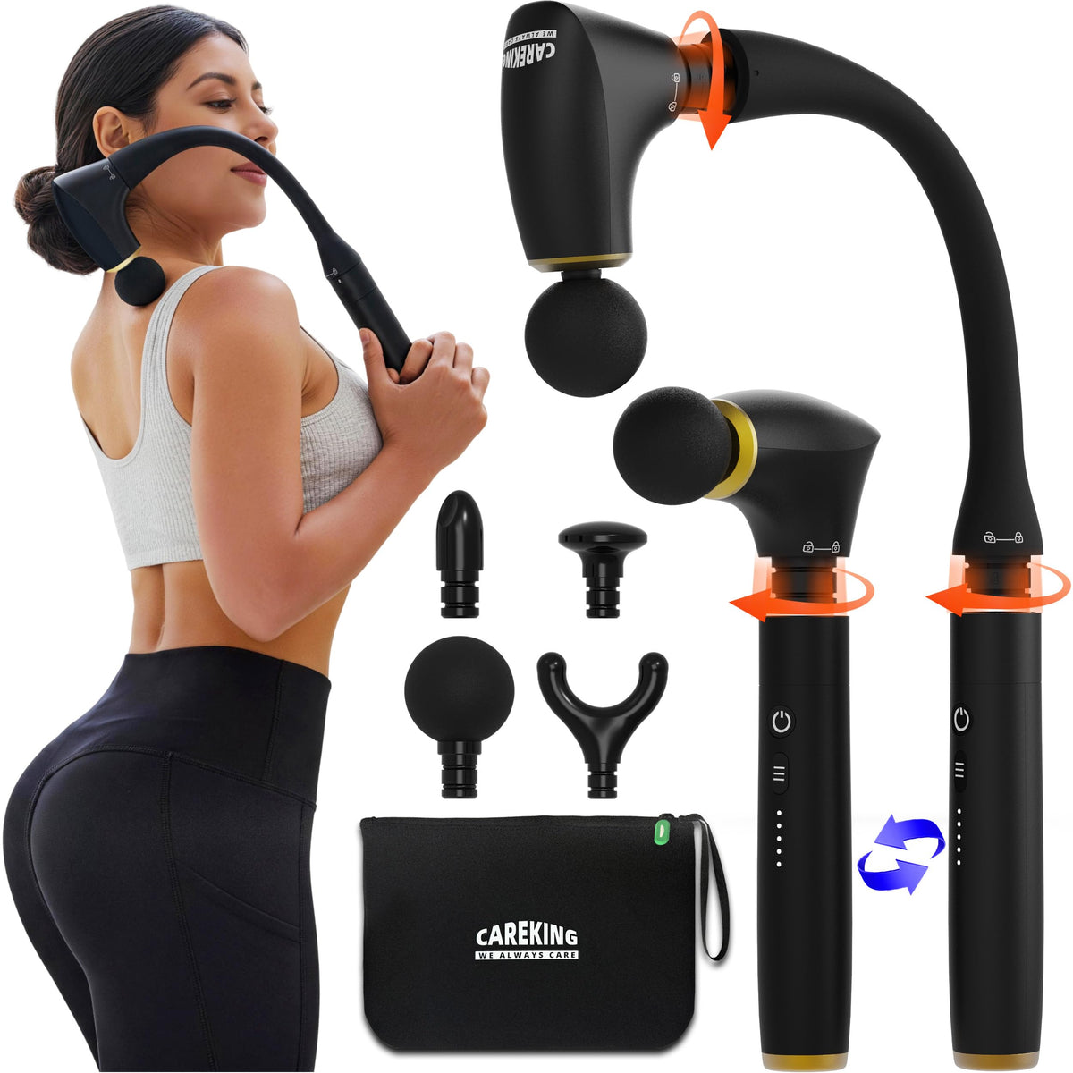 2 in 1 Detachable Massage Gun Deep Tissue with Extension - CAREKING Official Imagery - 2