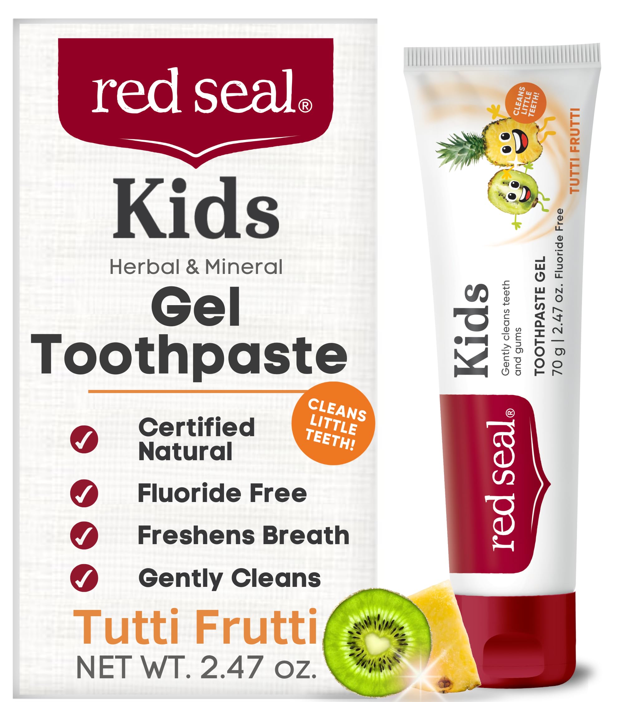 Red Seal Kids Tutti Frutti Toothpaste Fluoride Free 2.47oz