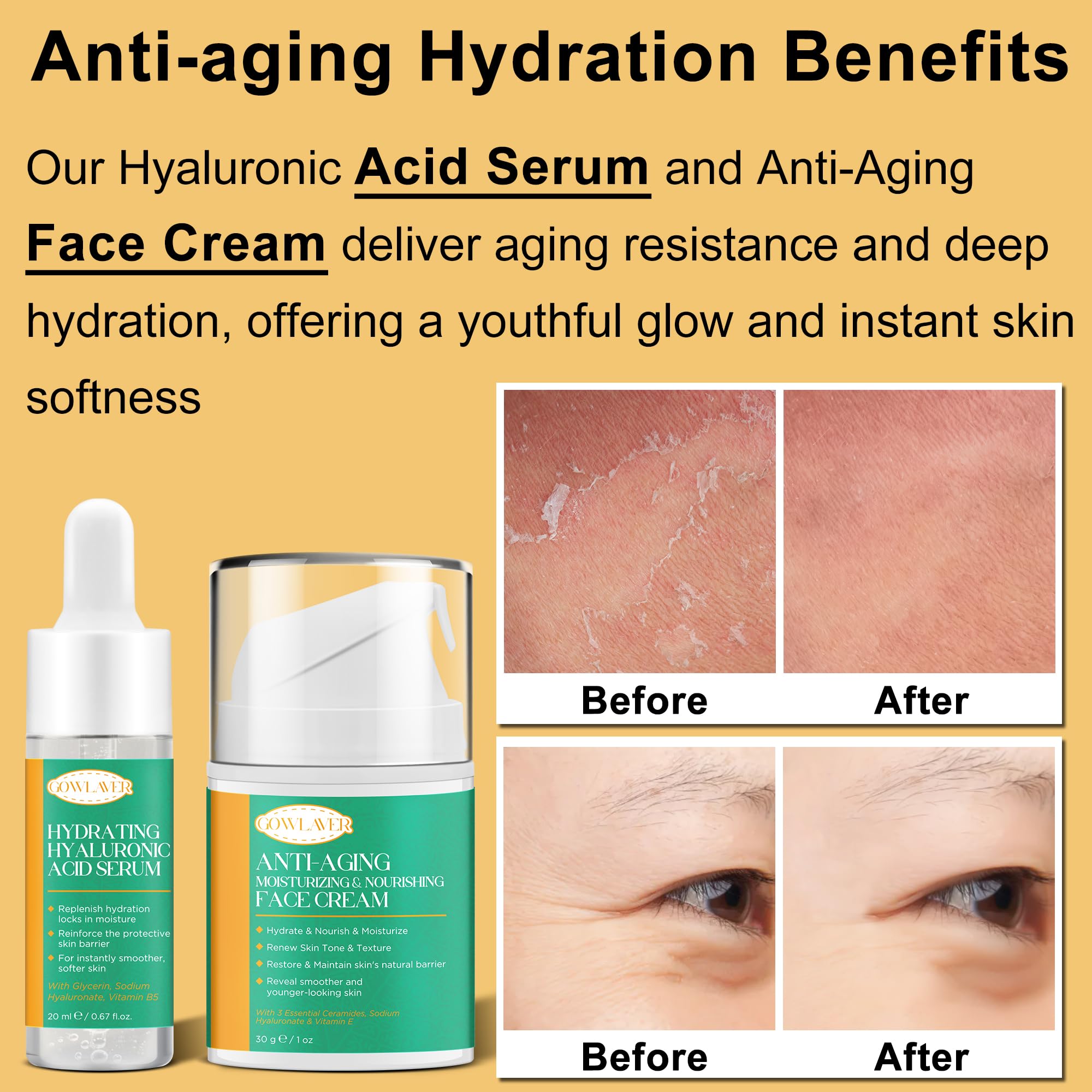 Lifting & Firming Anti-Aging Skin Care Set Kit for Women Teens,Niacinamide Retinol Serum,Hyaluronic Acid Serum,Skincare Gift Set,Facial Skin Care Products,Face Care Routine Kit Christmas Gift Women