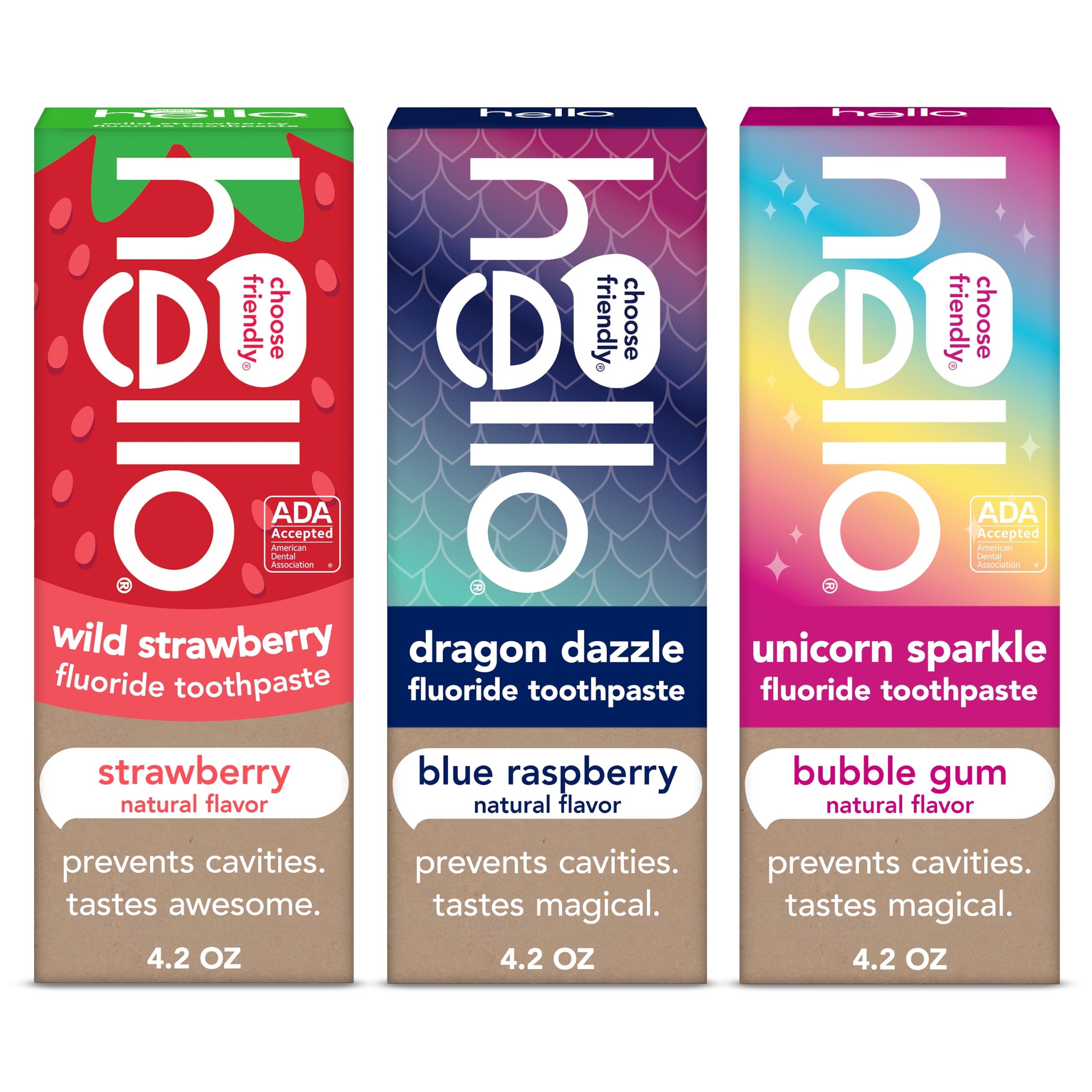 hello Kids Fluoride Toothpaste Variety Pack, 3 Pack, 4.2 oz - Product Imagery