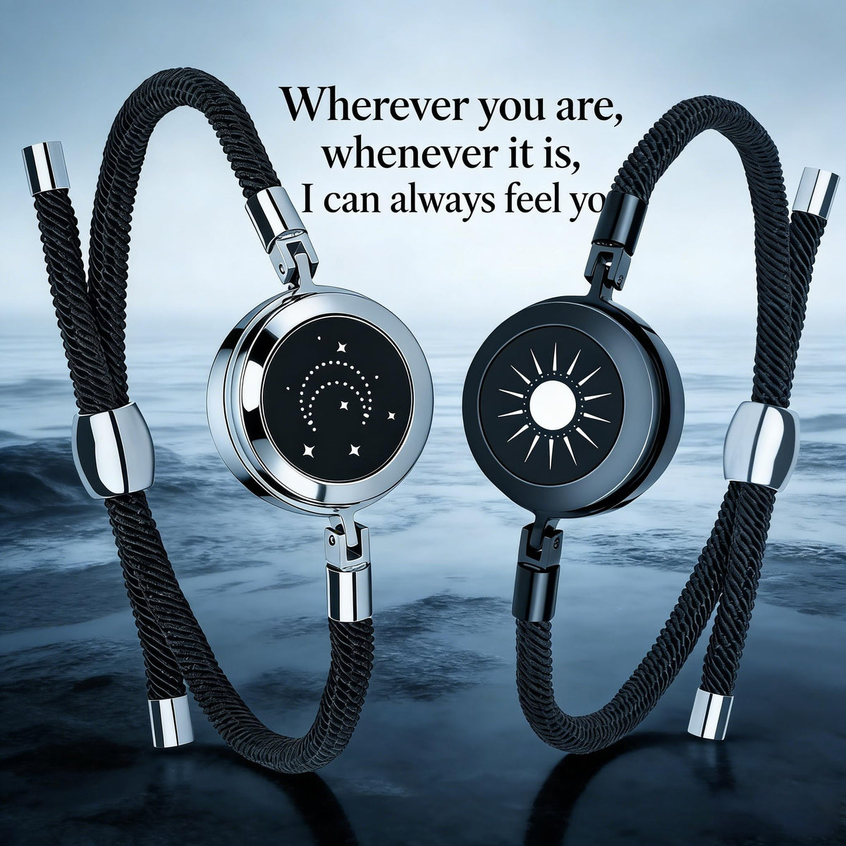 EAOYAO Long Distance Touch Bracelets, Vibration & Light up Remote Smart Matching Couples Bracelet for Couple Long Distan