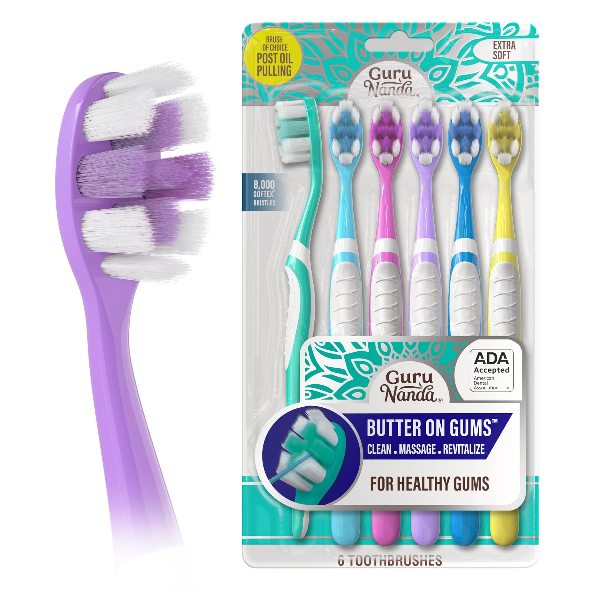 GuruNanda Butter On Gums Toothbrush, ADA Accepted Manual - Product Imagery