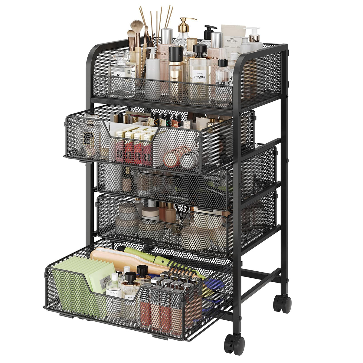 Makeup Cart Organizer with 4 Drawers Vanity Storage - Hongtamoya Official Imagery - 1