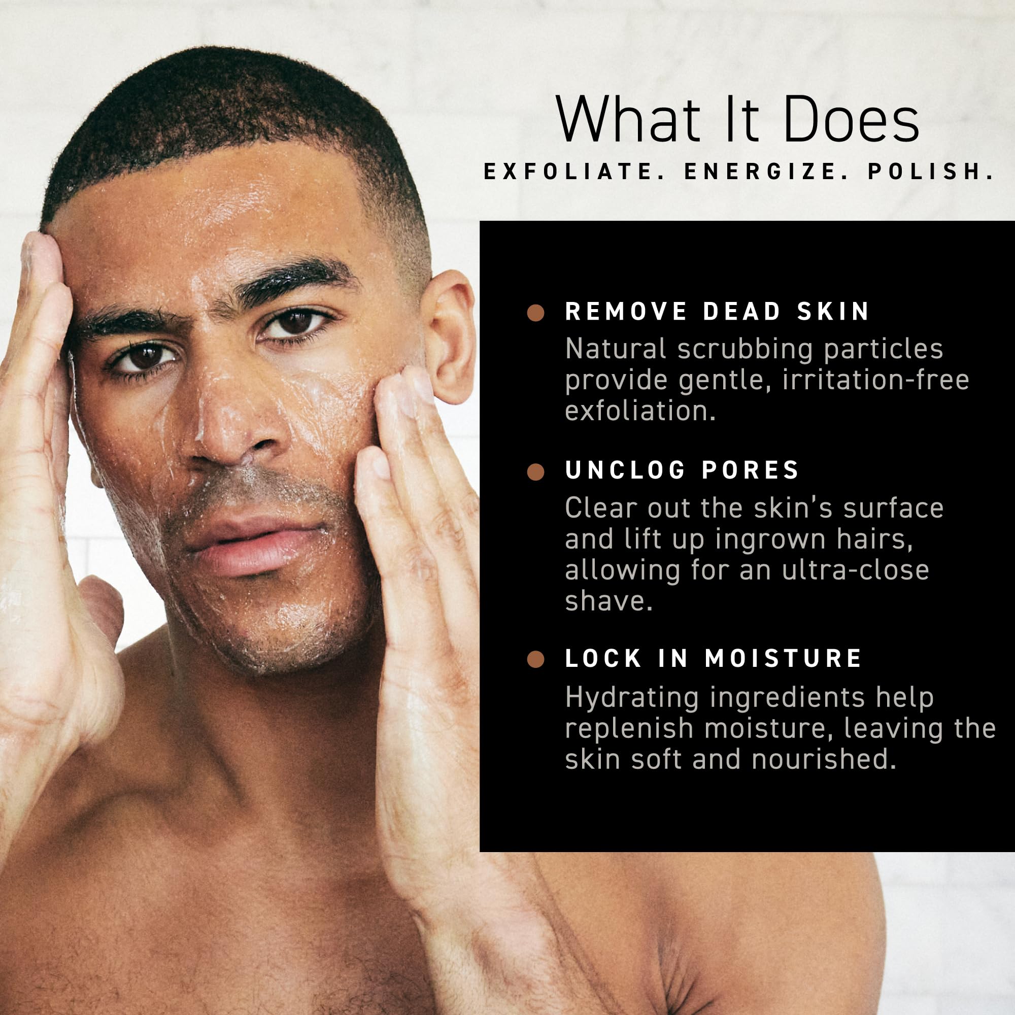 Brickell Men's Renewing Face Scrub with pumice, caffeine, and jojoba beads, deep exfoliating skin exfoliant for men, 4 oz.