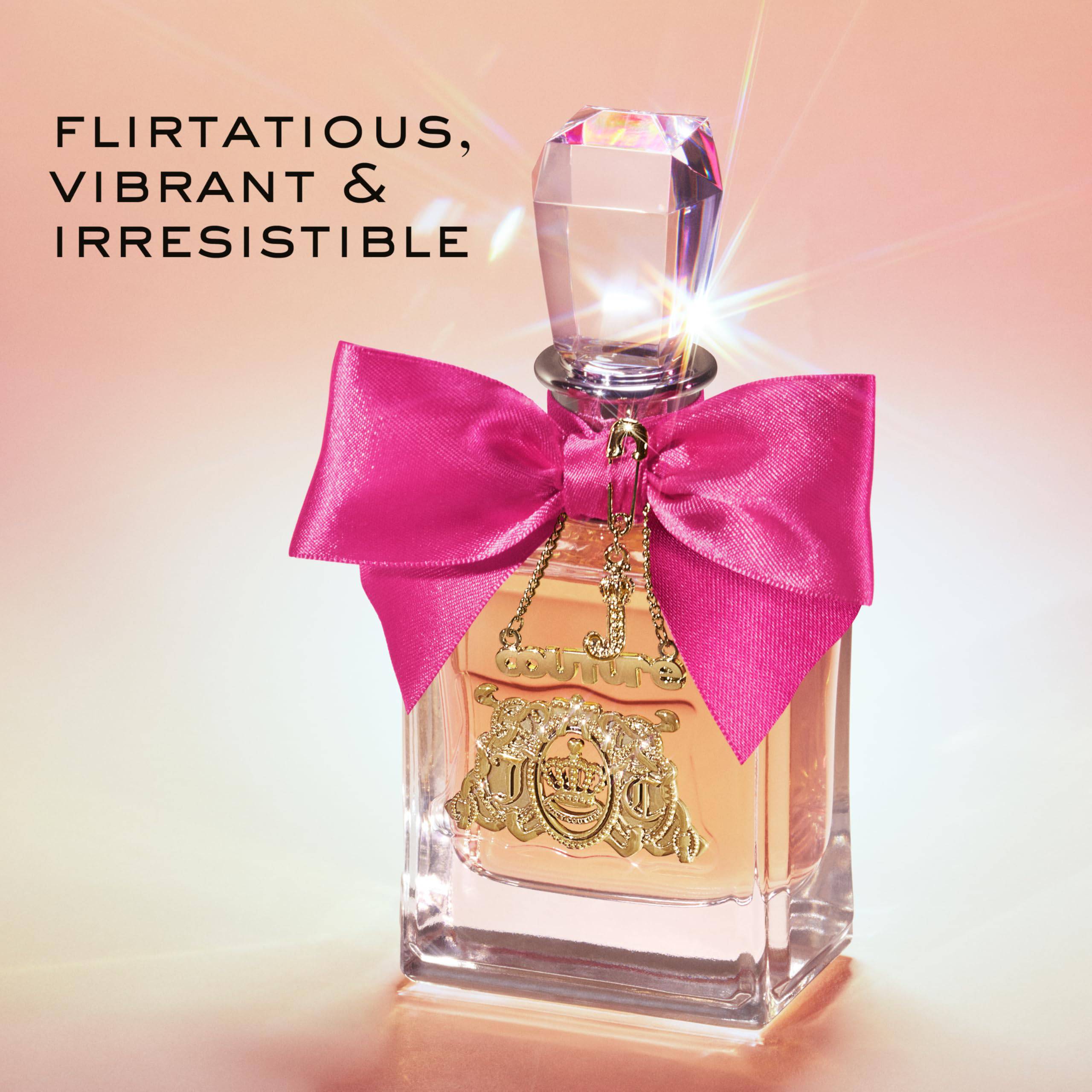 Juicy Couture Viva La Juicy EDP spray for women, featuring a sleek bottle of personal fragrance with floral and fruity notes.