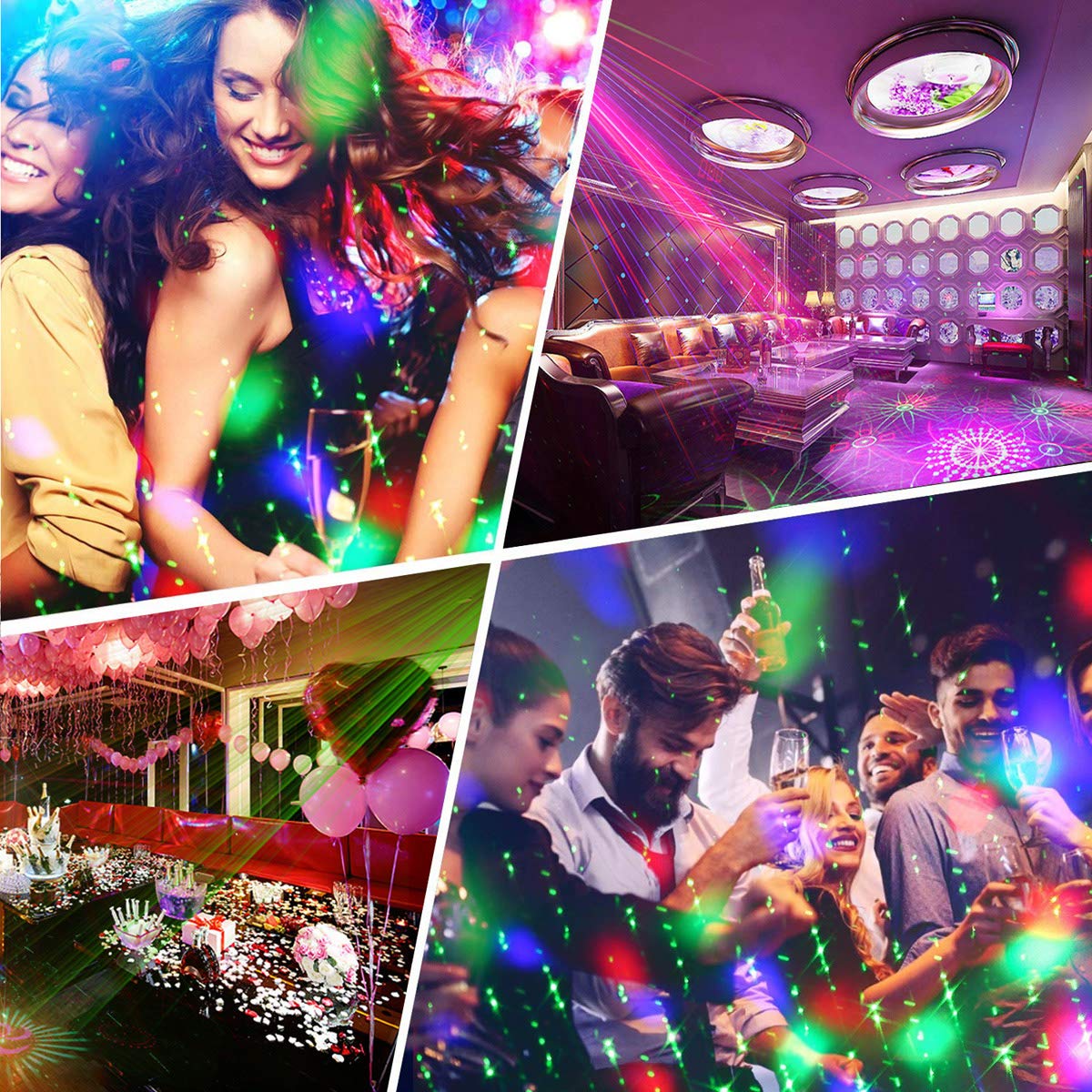 kismee Disco Stage Lights Rechargeable Wireless DJ Lights for Parties Sound Activated for Xmas Bar Halloween Decorations