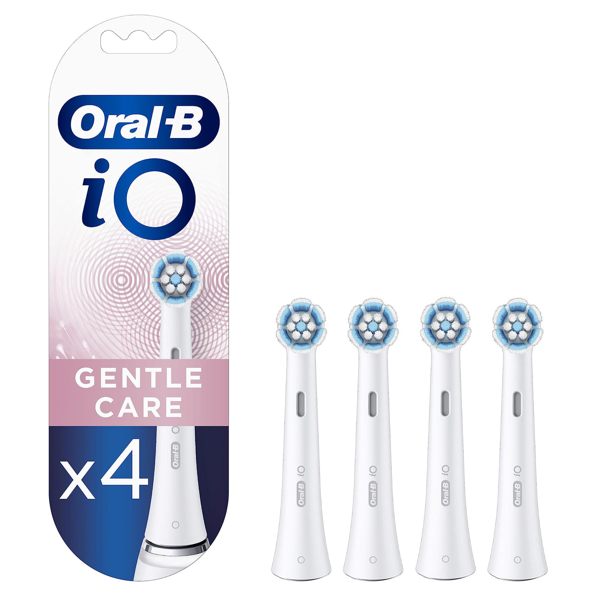 Oral-B iO Gentle Care Replacement Brush Heads, 4 Count, Soft Cleaning, Compatible with Oral-B iO Electric Toothbrushes –