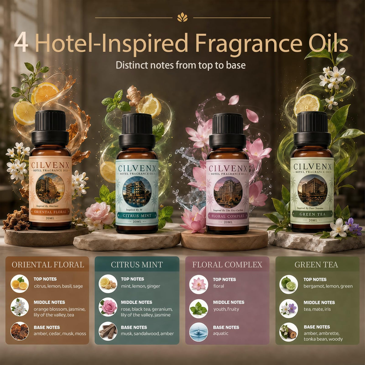 Waterless Essential Oil Diffuser 4 Hotel Inspired Fragrance - Cilvenx Official Imagery - 8