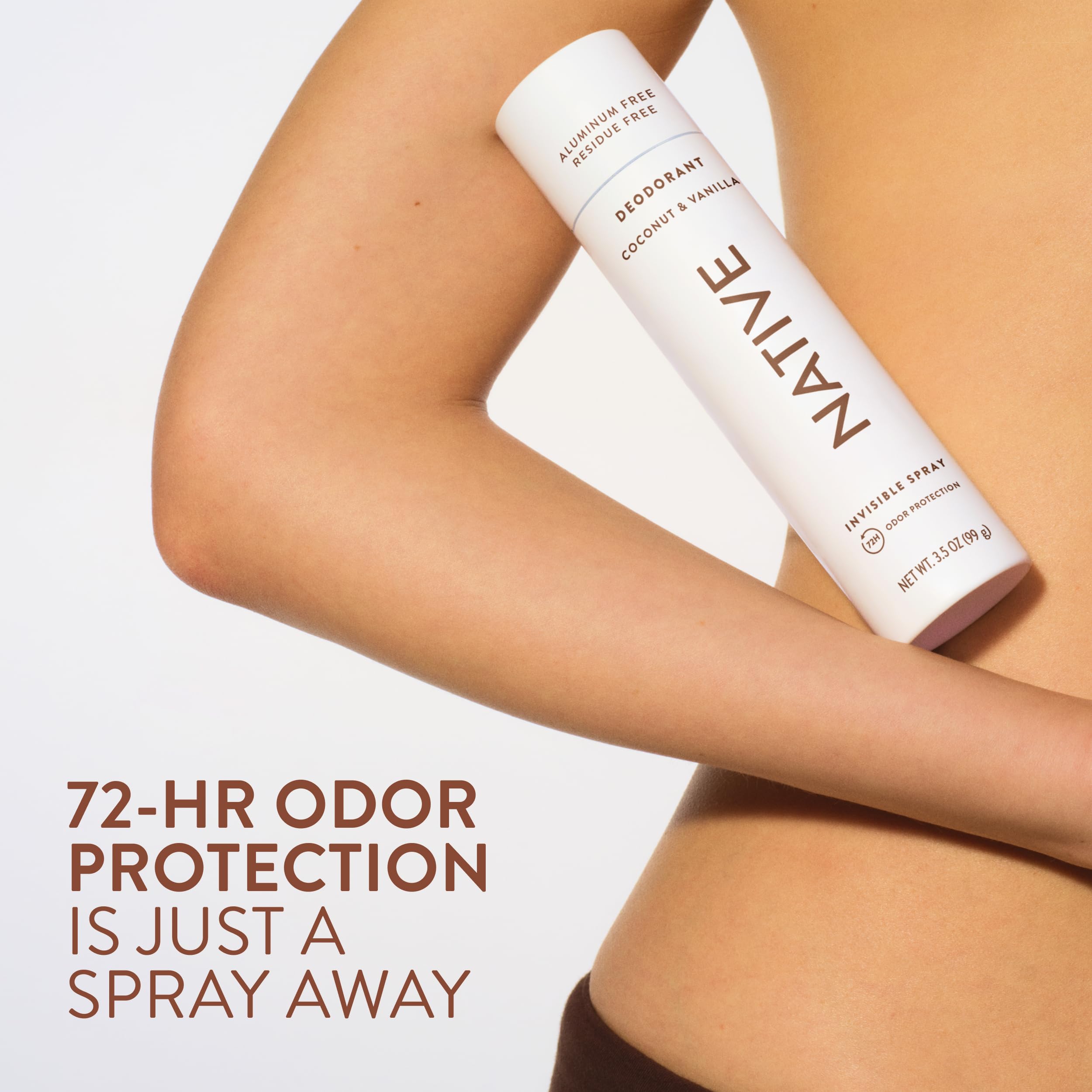 Native aluminum-free deodorant body spray in coconut vanilla scent, 3.5oz bottle, natural and refreshing fragrance.