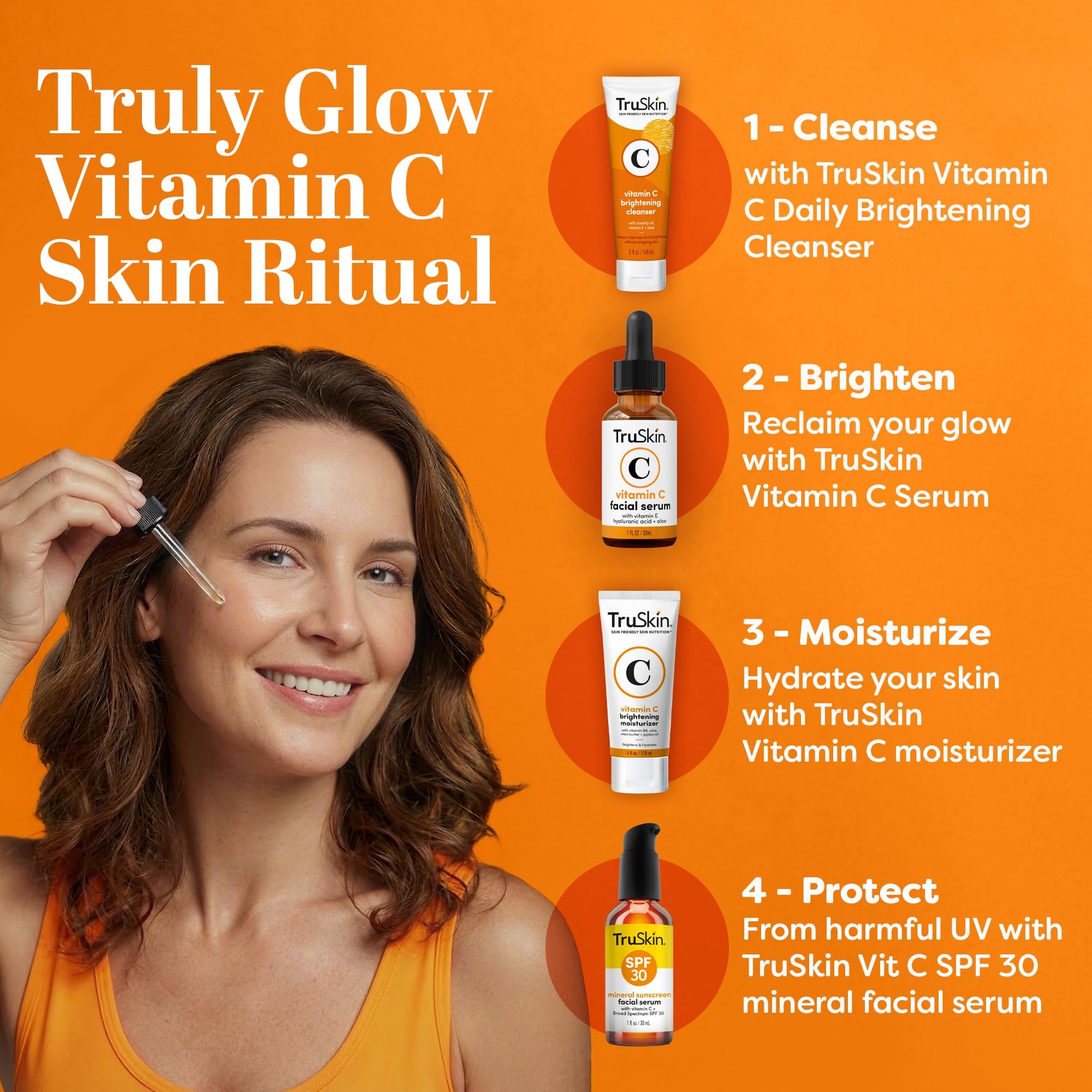 TruSkin Brightening Vitamin C Serum Hyaluronic Acid 1oz