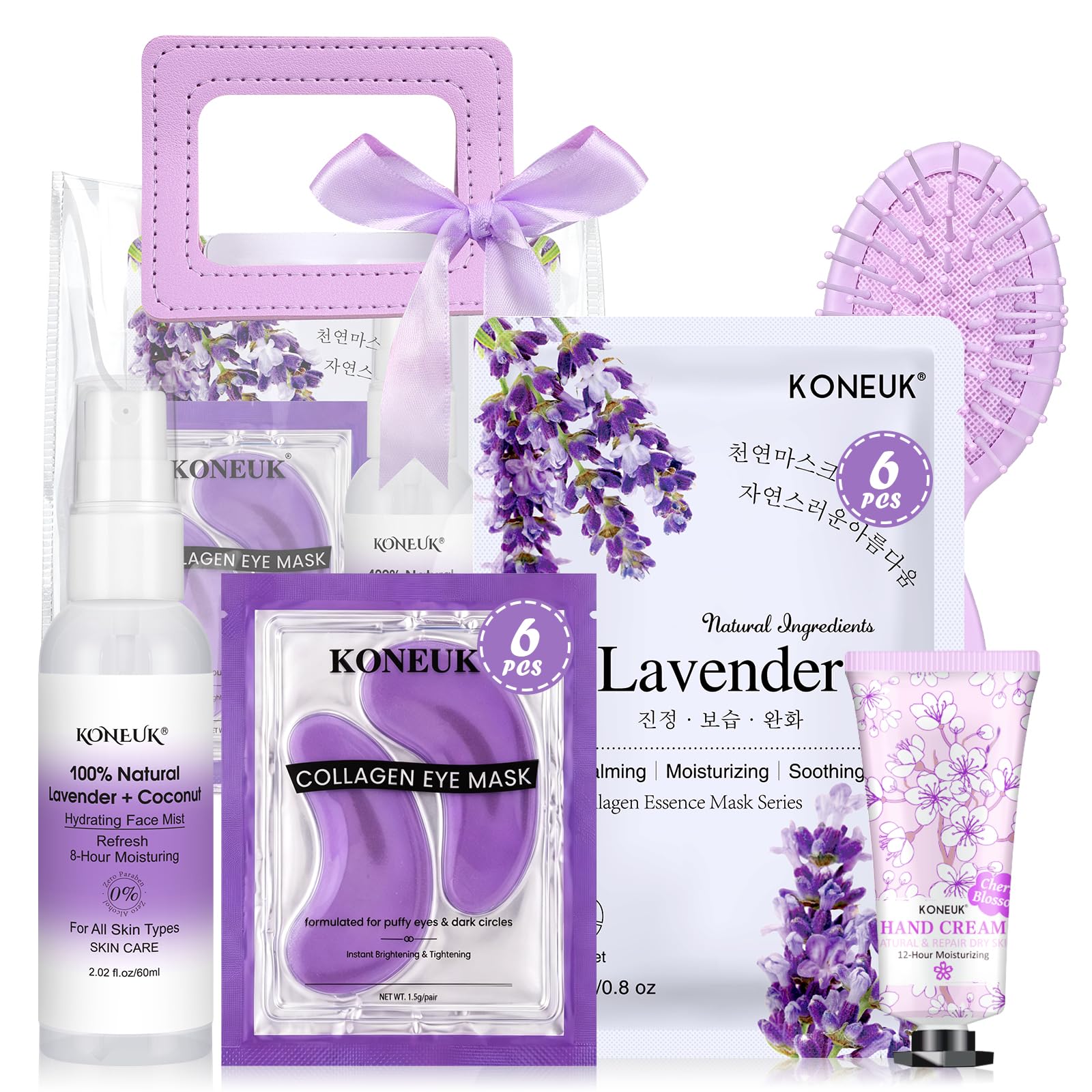 15 Pack Lavender Skincare Gifts: Face Mask, Eye Mask, Hand - Product Imagery