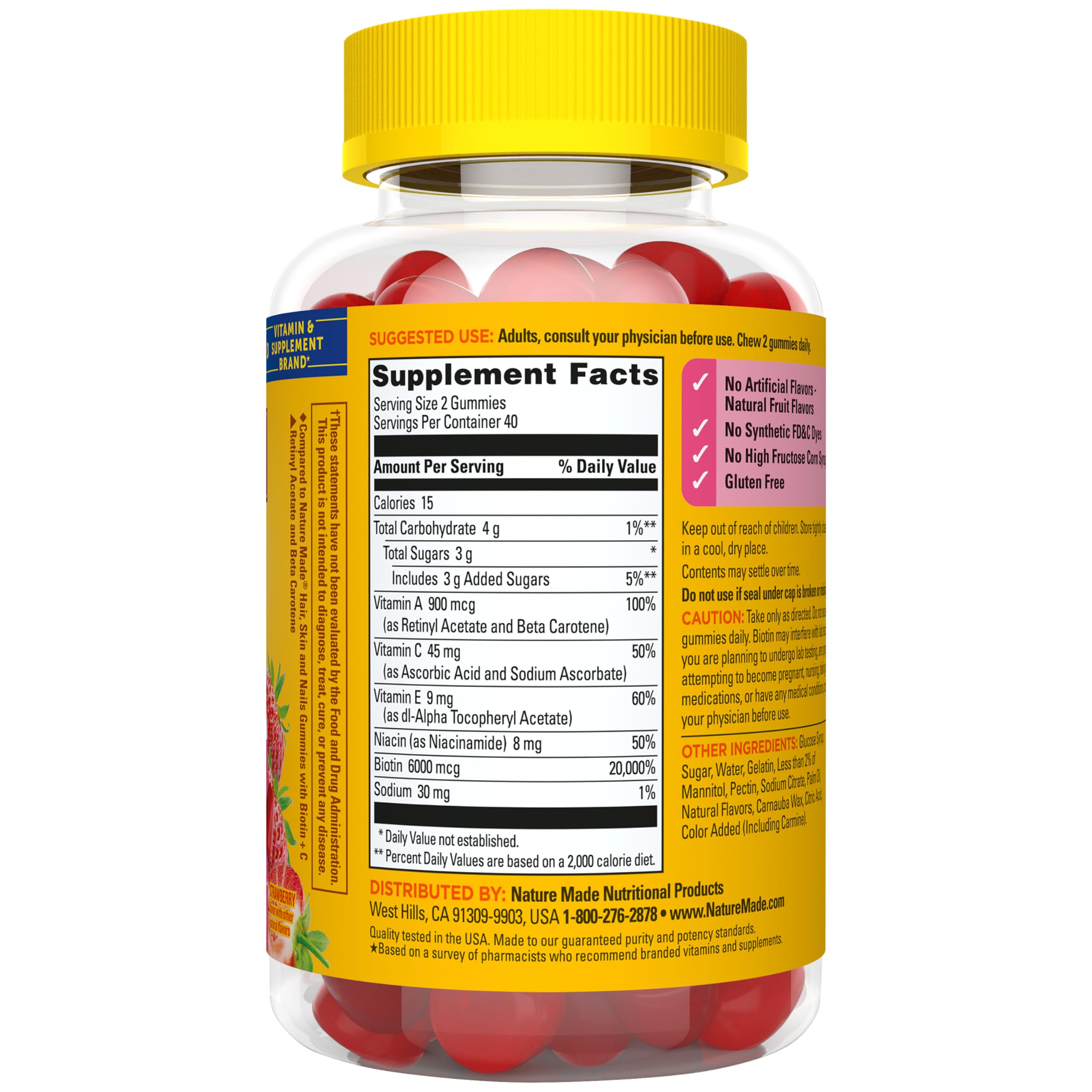 Nature Made Advanced Hair Skin and Nails Gummies, 80 Gummies