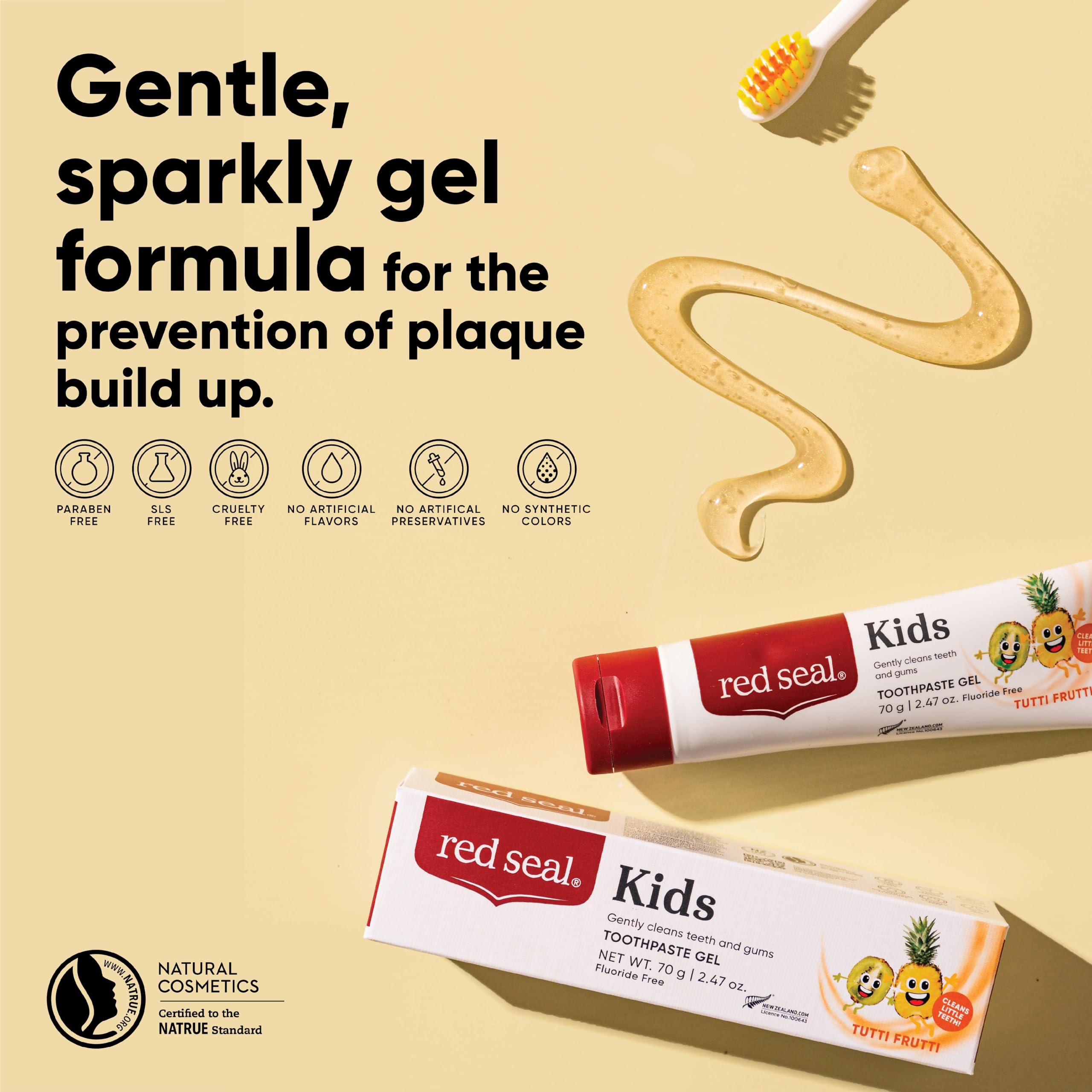 Red Seal Kids Tutti Frutti Toothpaste Fluoride Free 2.47oz