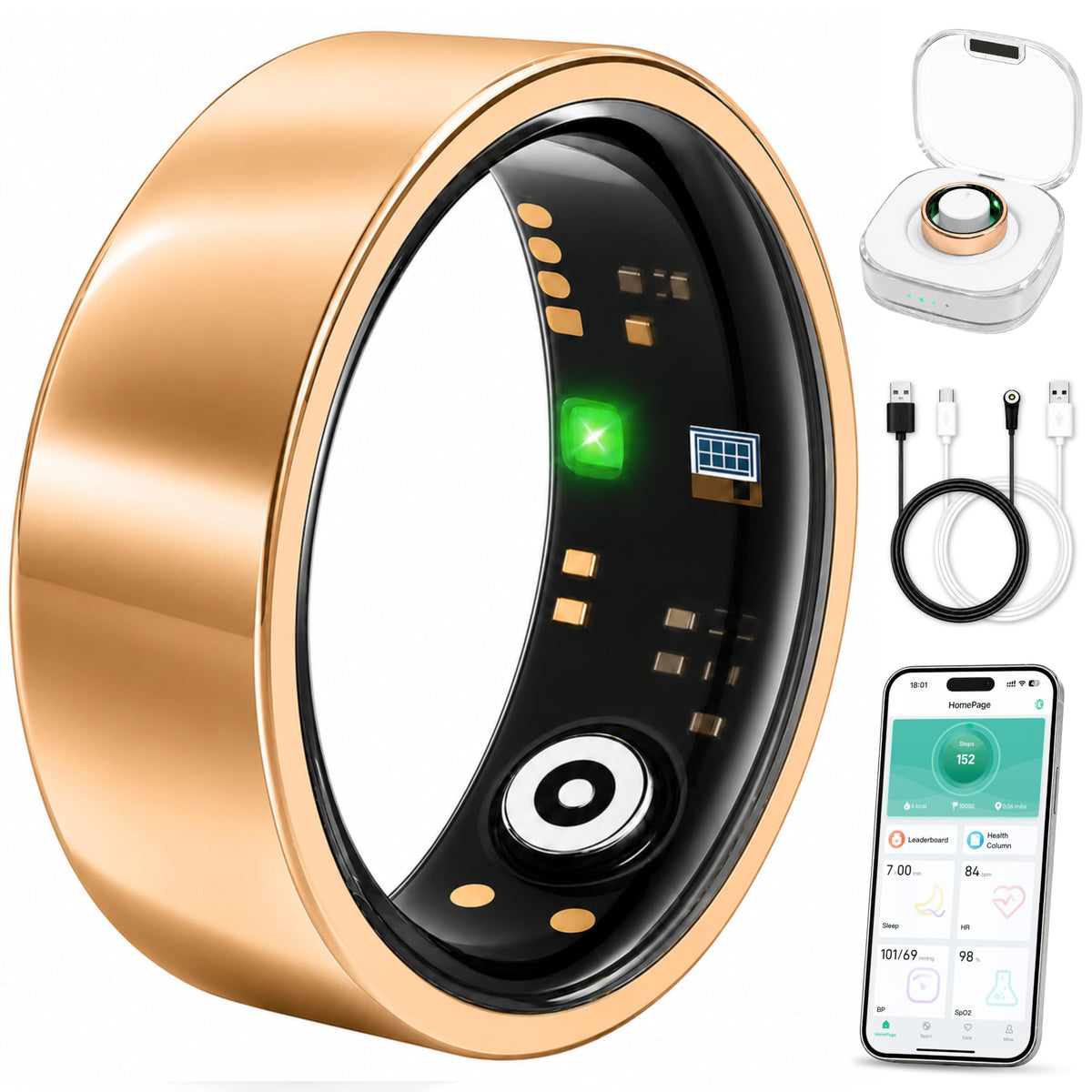 VIVIYO Smart Ring for Women & Men, Sleep & Fitness Tracker (Rose Gold, 9) – Rose Gold