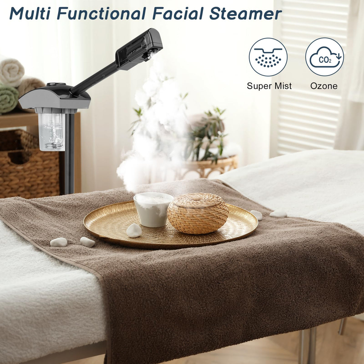 Winado Professional Facial Steamer Machine, Esthetician Steamer Humidifier Face Spa, Hot Ionic Mist Face Steamer for Hom
