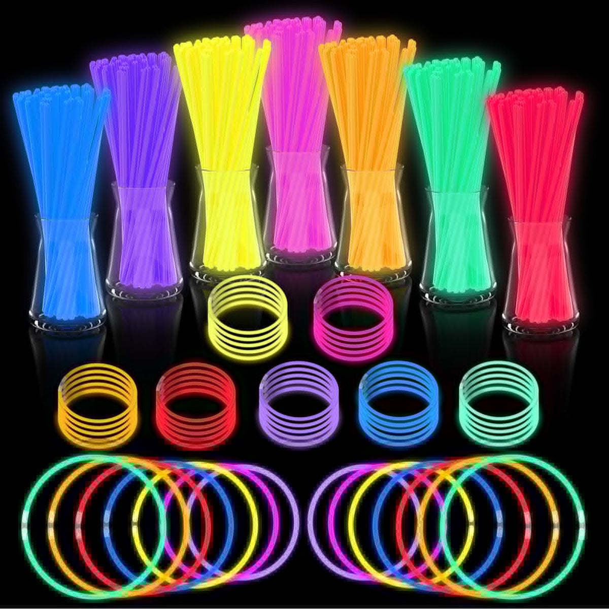 JICUICUI Glow Sticks Bulk Party Pack- Ultra Bright 500pk Glow in the Dark Party Supplies, Halloween Glow Sticks Party Su