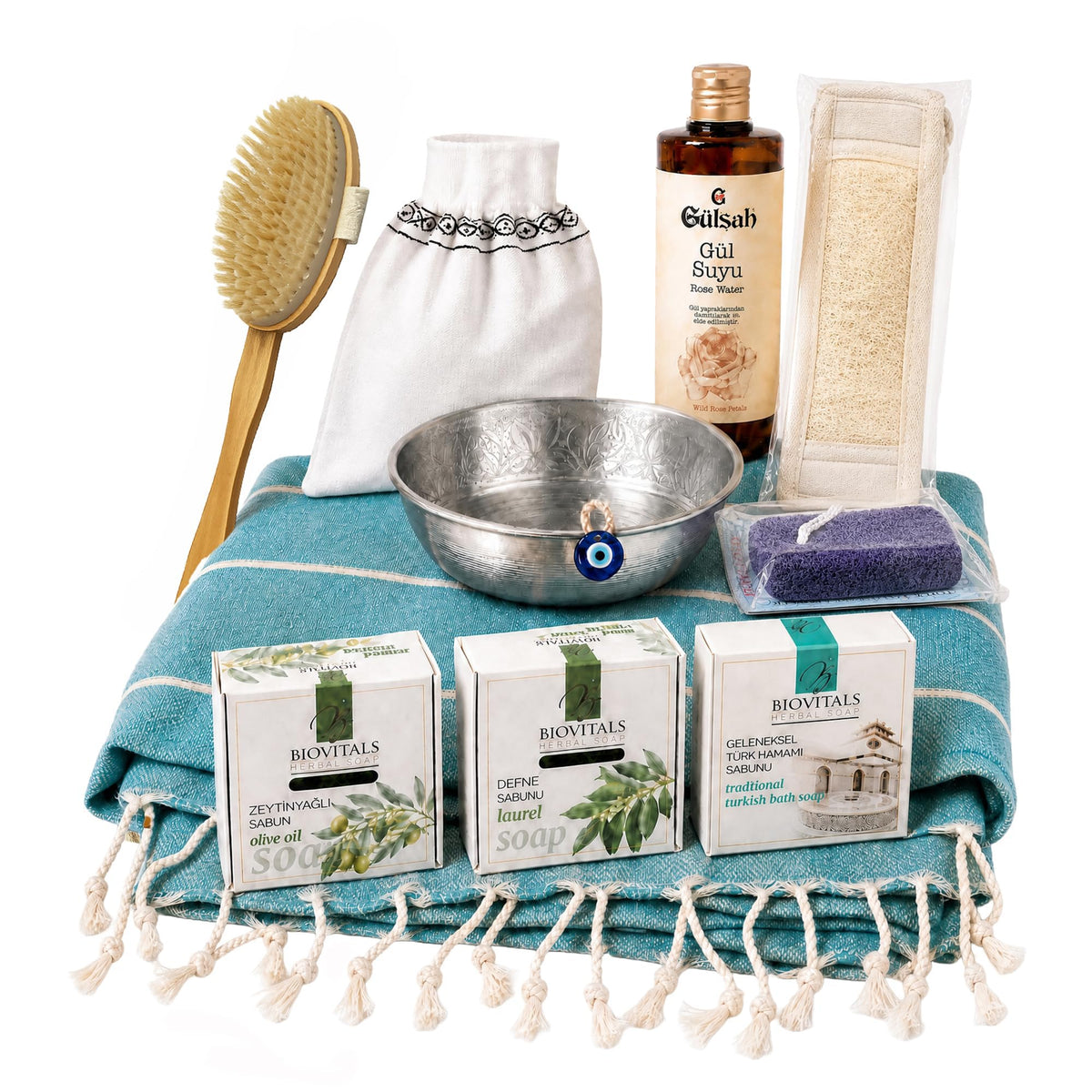 ECENIQUE Luxury Ottoman Hammam Ritual Set Turkish Spa Gift Basket Bath Body Care Hamam Wellness Collection – product pho