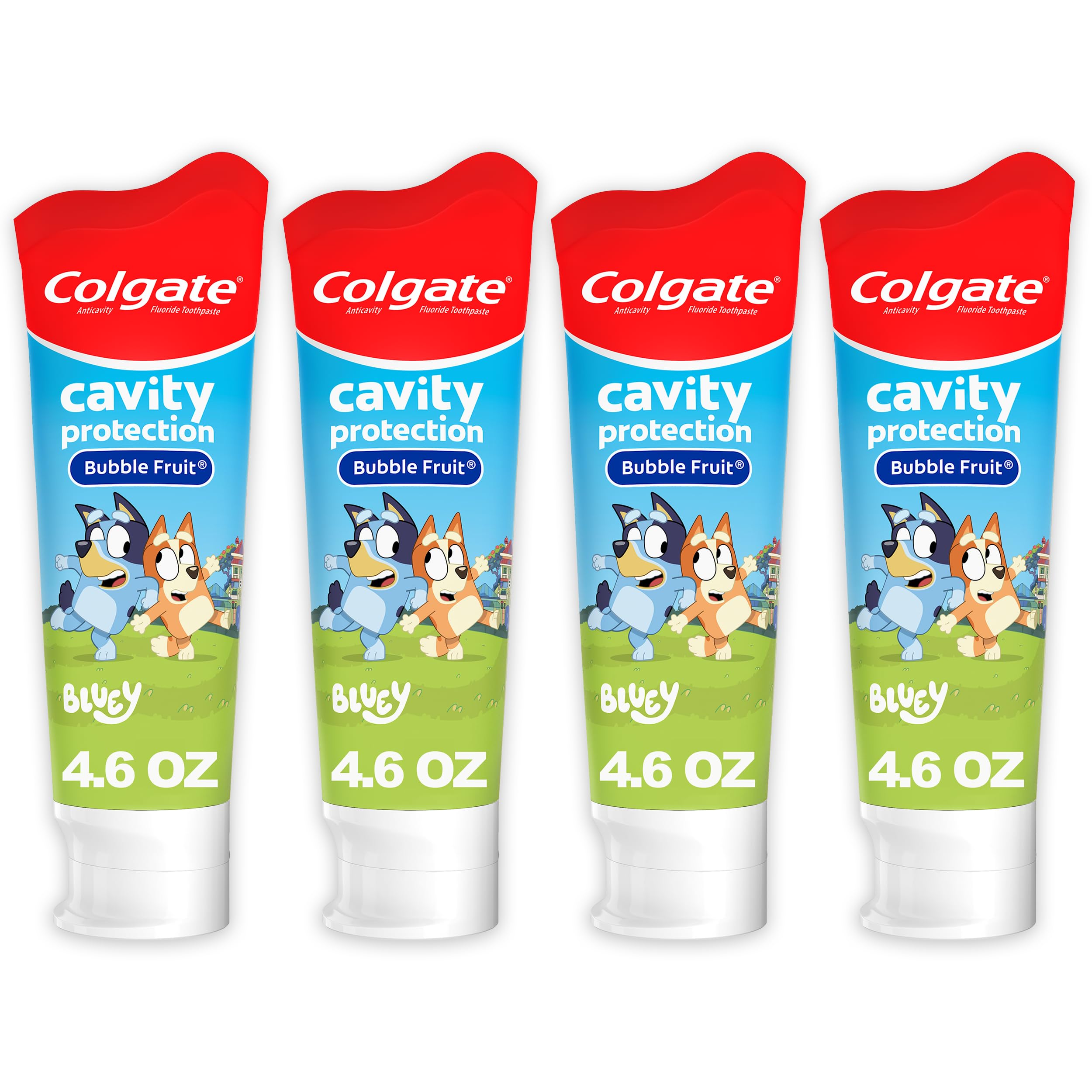 Colgate Kids Bluey Fluoride Toothpaste, Bubblegum, 4 Pack, 4.6 oz - Product Imagery