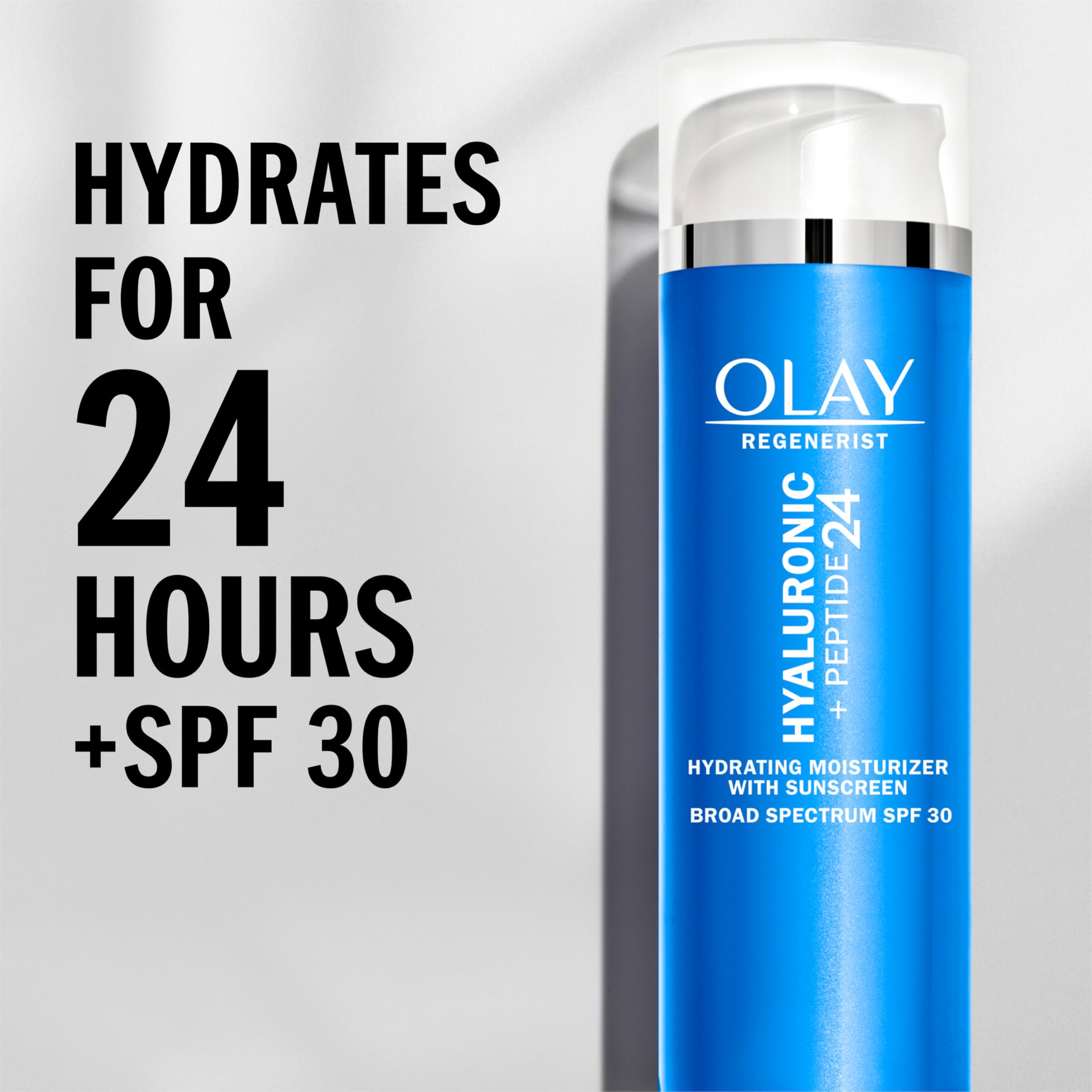 Olay Hyaluronic SPF 30 Hydrating Moisturizer with Sunscreen, Broad Spectrum SPF 30, Fragrance-Free, 1.7 oz