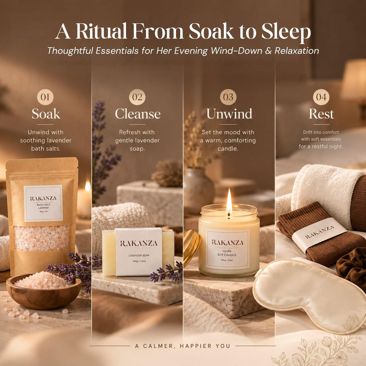 Luxury Spa Gift Set for Women 13 Piece Self Care Basket in - Rakanza Official Imagery - 4