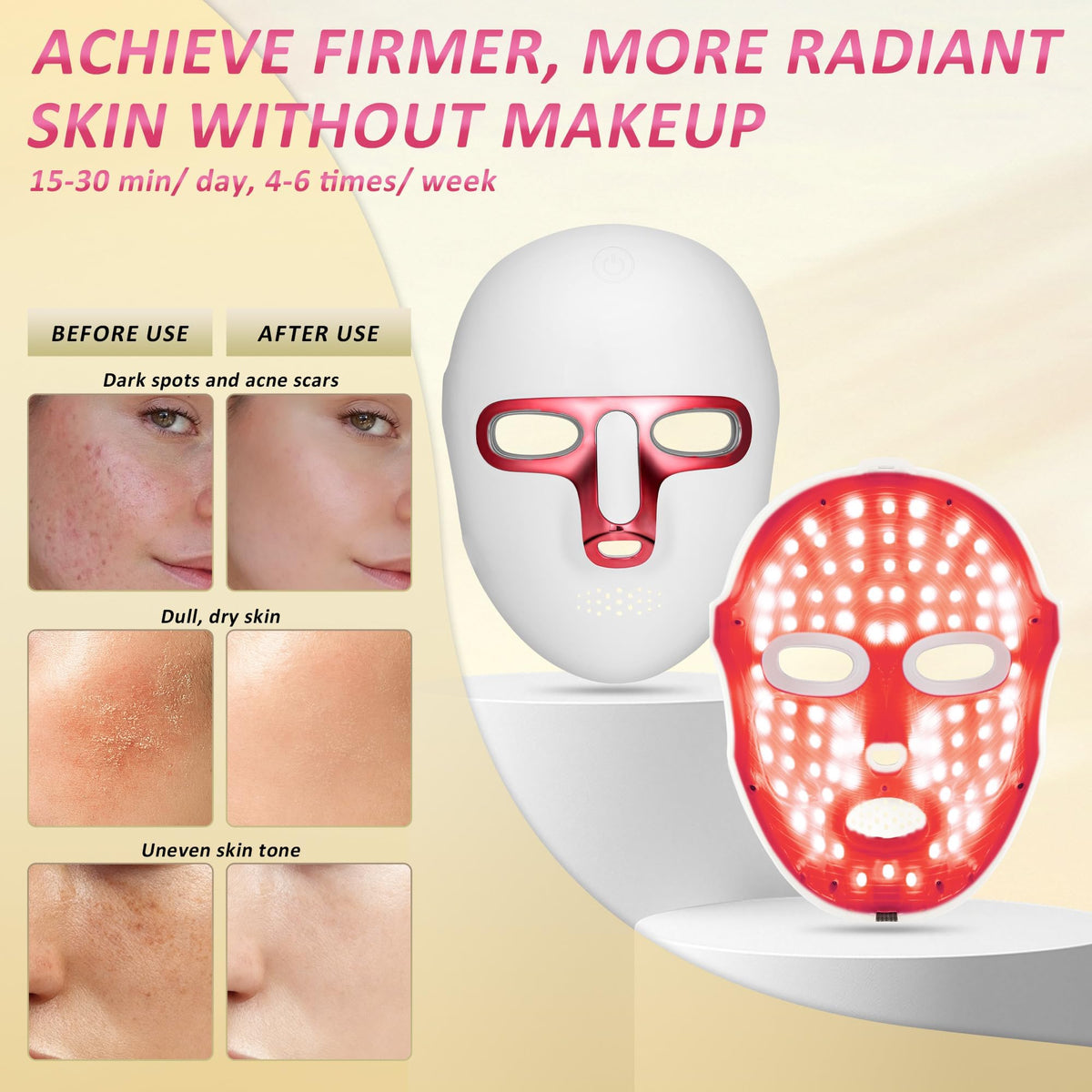 Red Light Therapy for Face LED Facial Mask Rechargeable - CAMLKE Official Imagery - 3