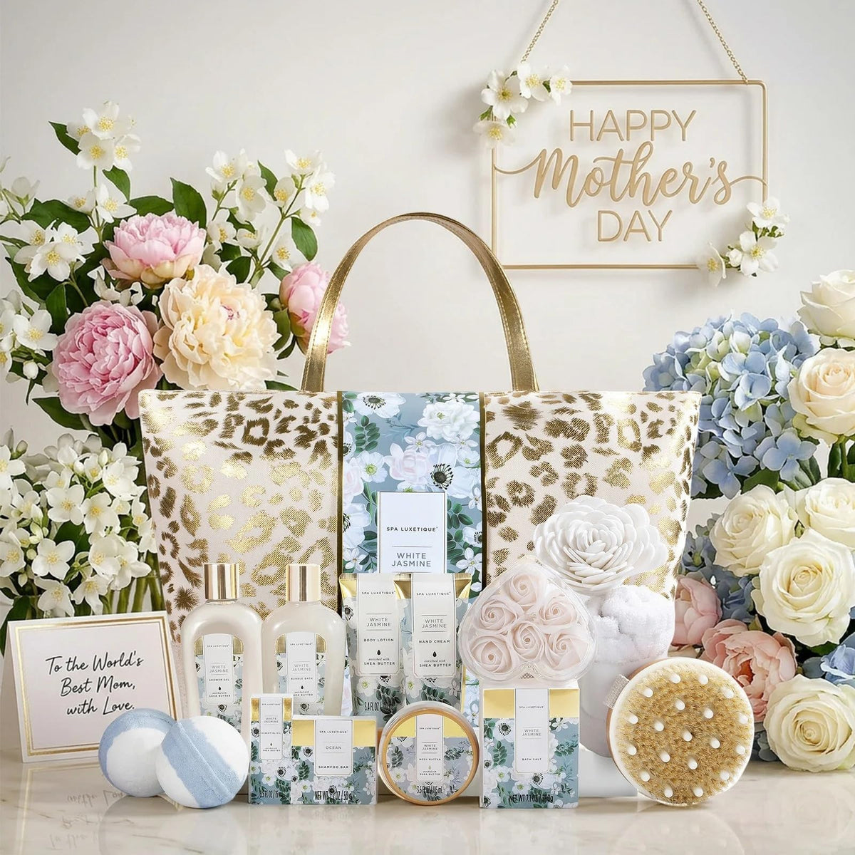 Spa Luxetique Gift Baskets for Women 15 Pcs Jasmine Bath and - spa luxetique Official Imagery - 3