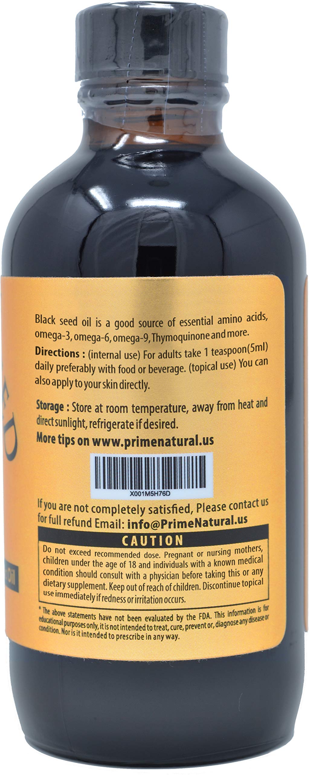Prime Natural Organic Black Seed Oil Cold Pressed Cumin Seed Oil 4oz